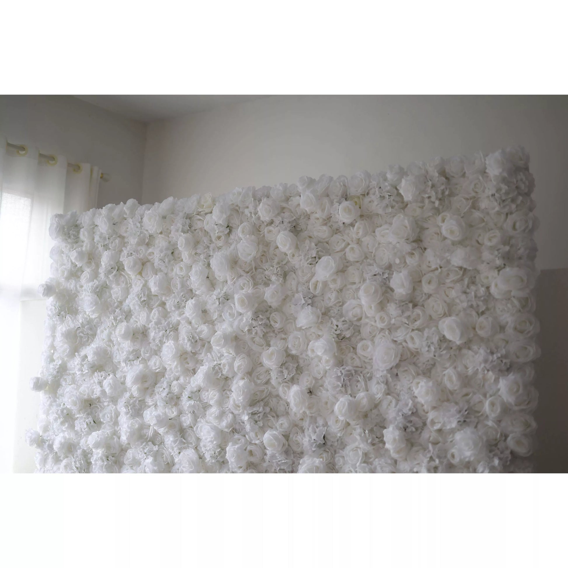 ValarFlowers white artificial flower wall backdrop with roses peonies hydrangeas luxury wedding event party photo booth decor