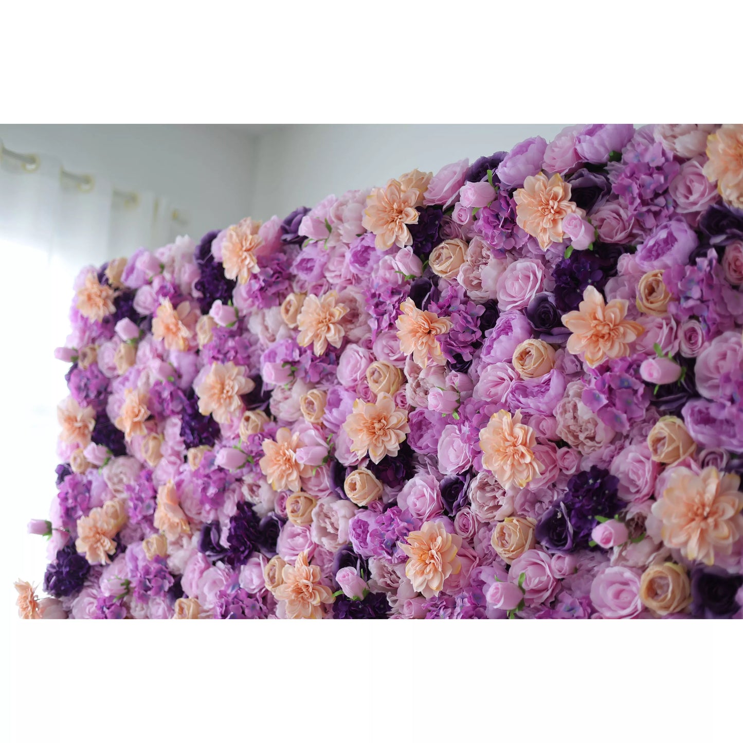 ValarFlowers lavender peach artificial flower wall with roses peonies hydrangeas - lush silk floral backdrop for wedding ceremony photo booth event decor