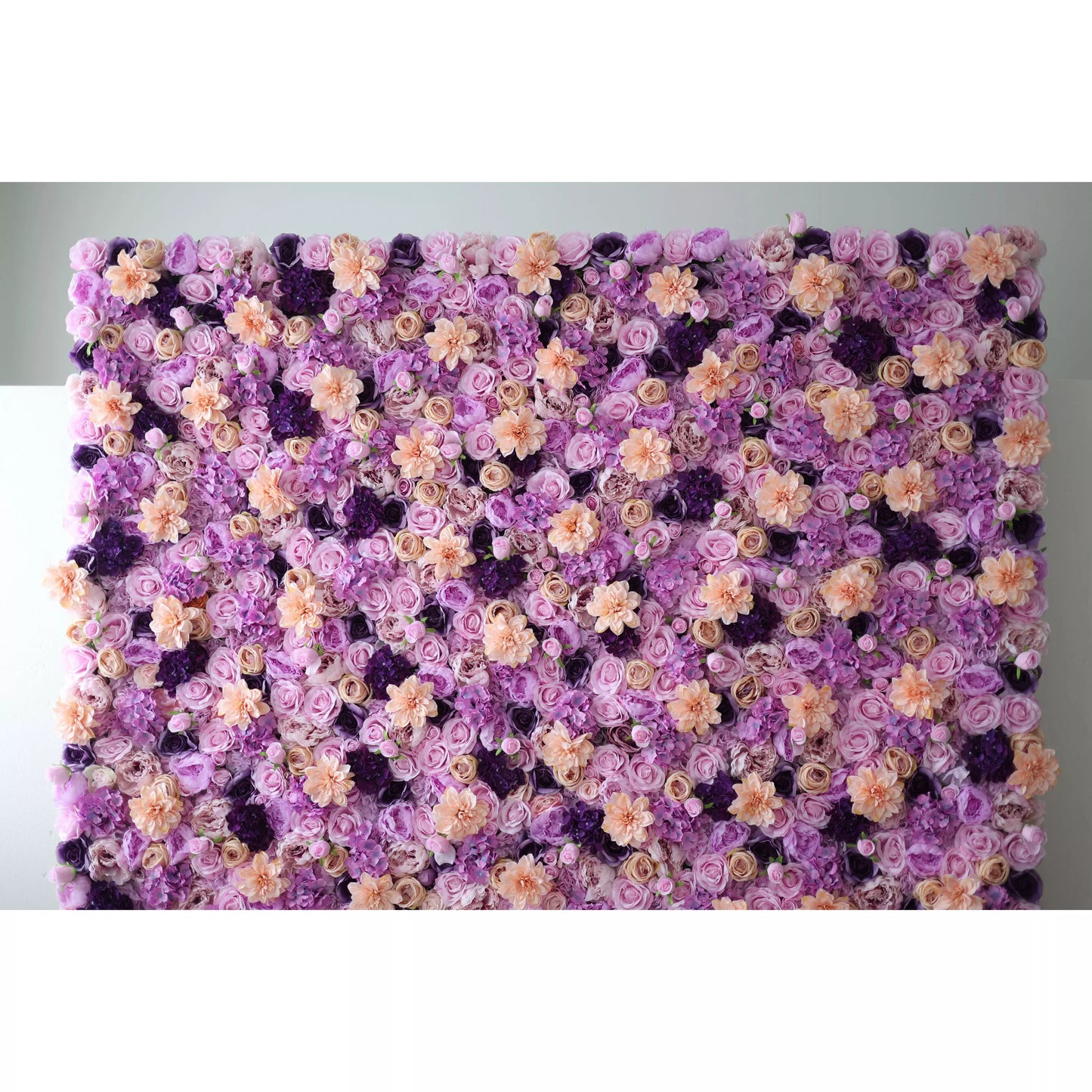 ValarFlowers lavender & peach artificial flower wall backdrop with roses peonies hydrangeas for wedding ceremony & photo booth decor