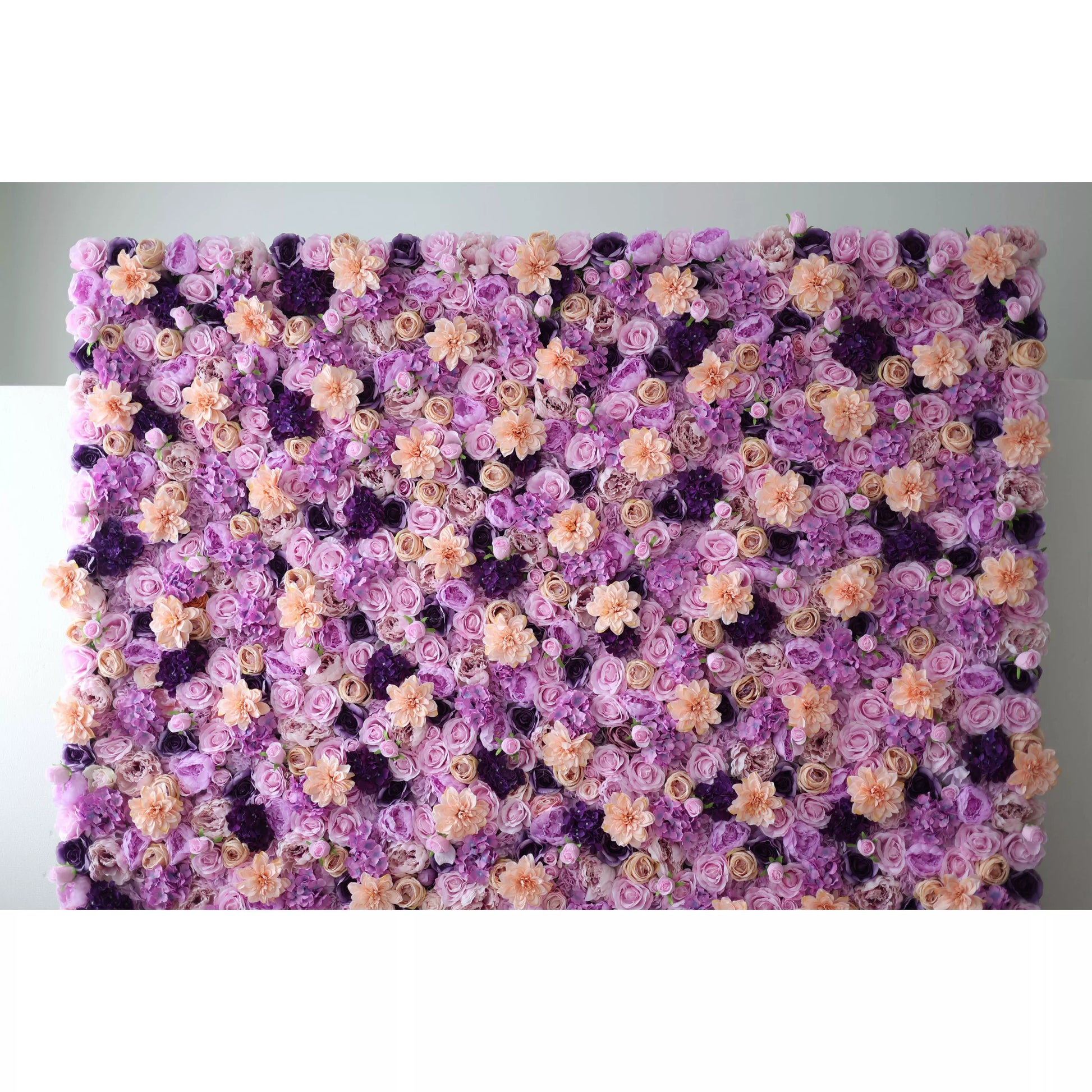 ValarFlowers lavender & peach artificial flower wall backdrop with roses peonies hydrangeas for wedding ceremony & photo booth decor