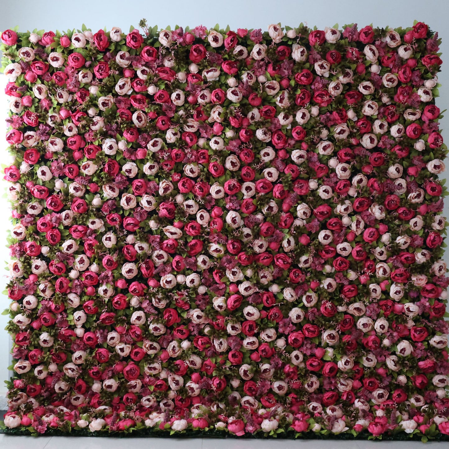ValarFlowers artificial rose peony hydrangea floral wall backdrop for wedding ceremony and party photo booth decor in soft blush pink and ivory tones