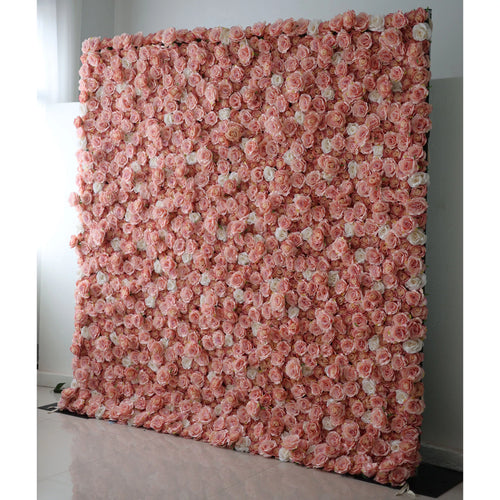 ValarFlowers artificial rose hydrangea flower wall backdrop in Turkish Rose, pink white - luxury wedding event photography decor panel