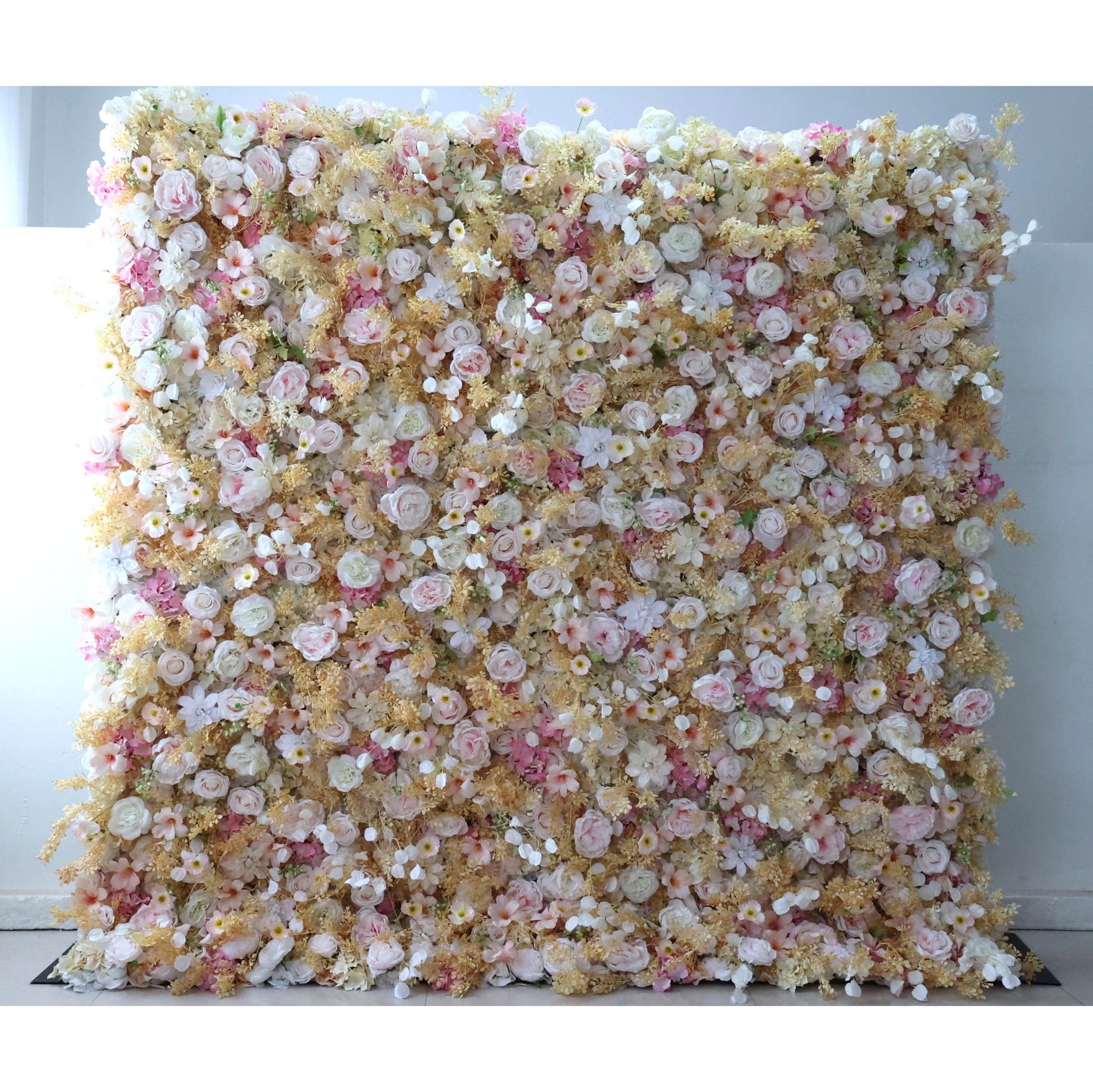 ValarFlowers artificial flower wall backdrop with lush roses peonies hydrangeas greenery for wedding party photo booth decor