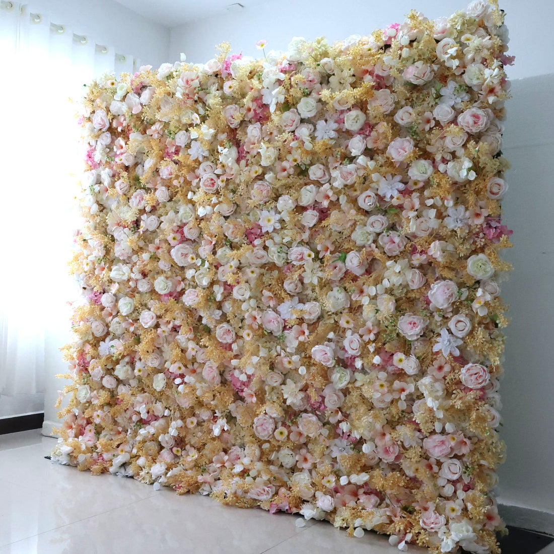 Valar Flowers ロールアップ ファブリック 造花 壁掛け ウェディング 背景、花柄 パーティー デコレーション、イベント 写真撮影 - VF-331
