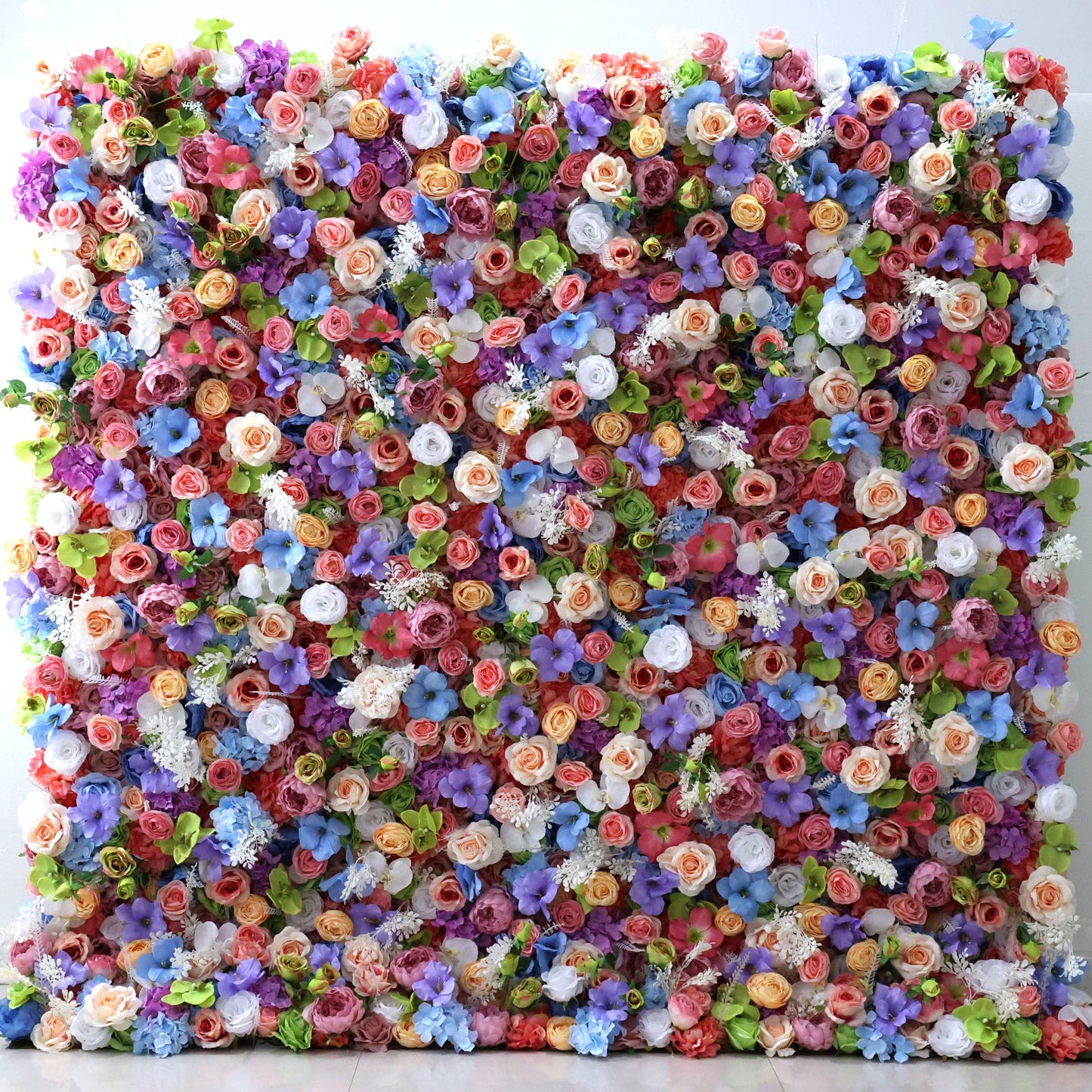 ValarFlowers luxury artificial flower wall backdrop with lush pink white roses peonies hydrangeas and greenery for wedding party photo booth