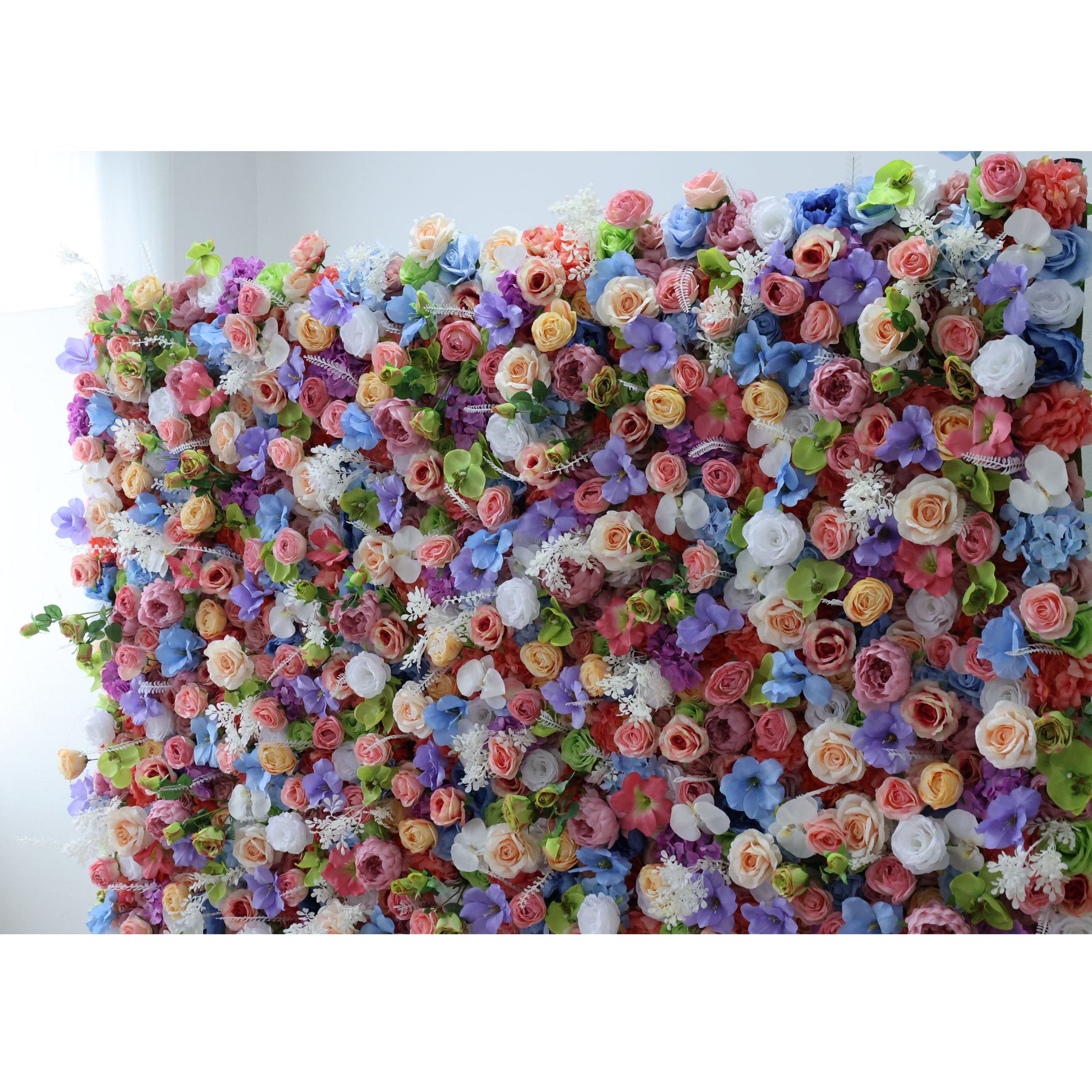 ValarFlowers artificial flower wall backdrop with lush pink roses, peonies and hydrangeas for wedding, party and event photography decor