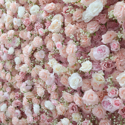 ValarFlowers Blush Cream Rose Peony Floral Wall for Wedding Photo Booth Bridal Shower Decoration - Luxurious Faux Flower Backdrop