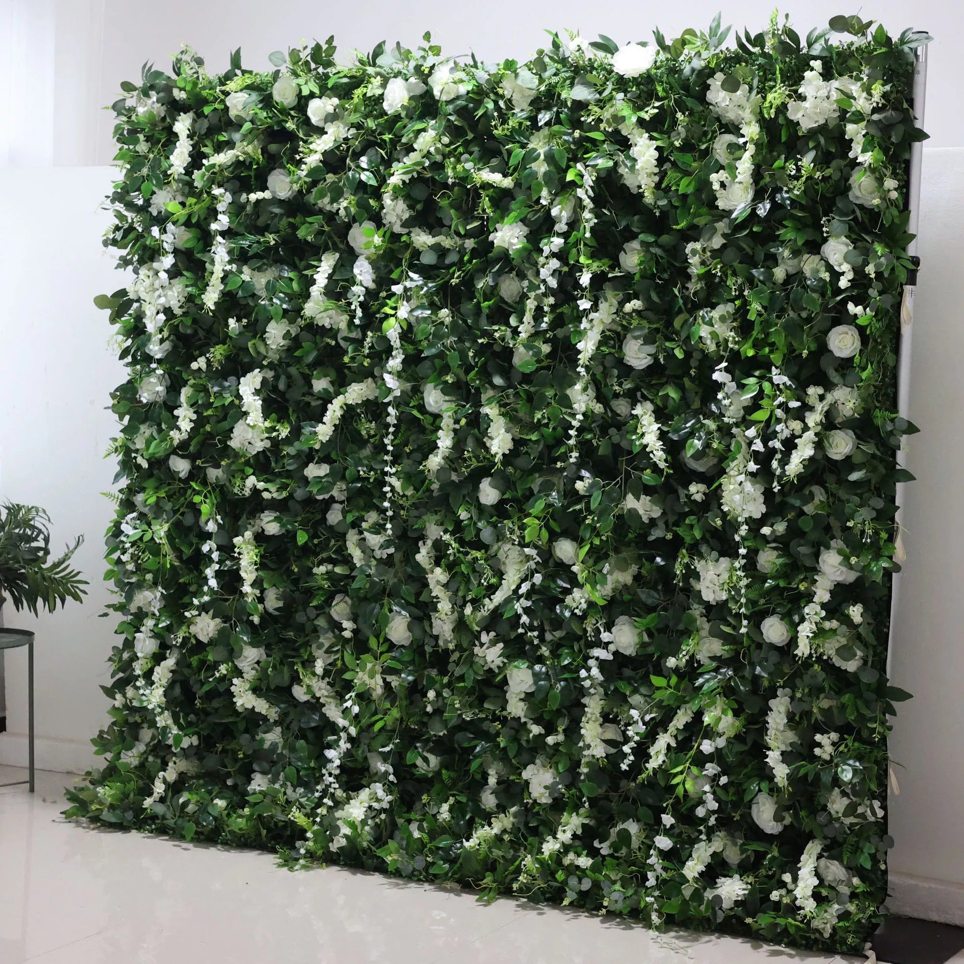 ValarFlowers white rose peony artificial flower wall backdrop with lush greenery for wedding party photo booth event decor