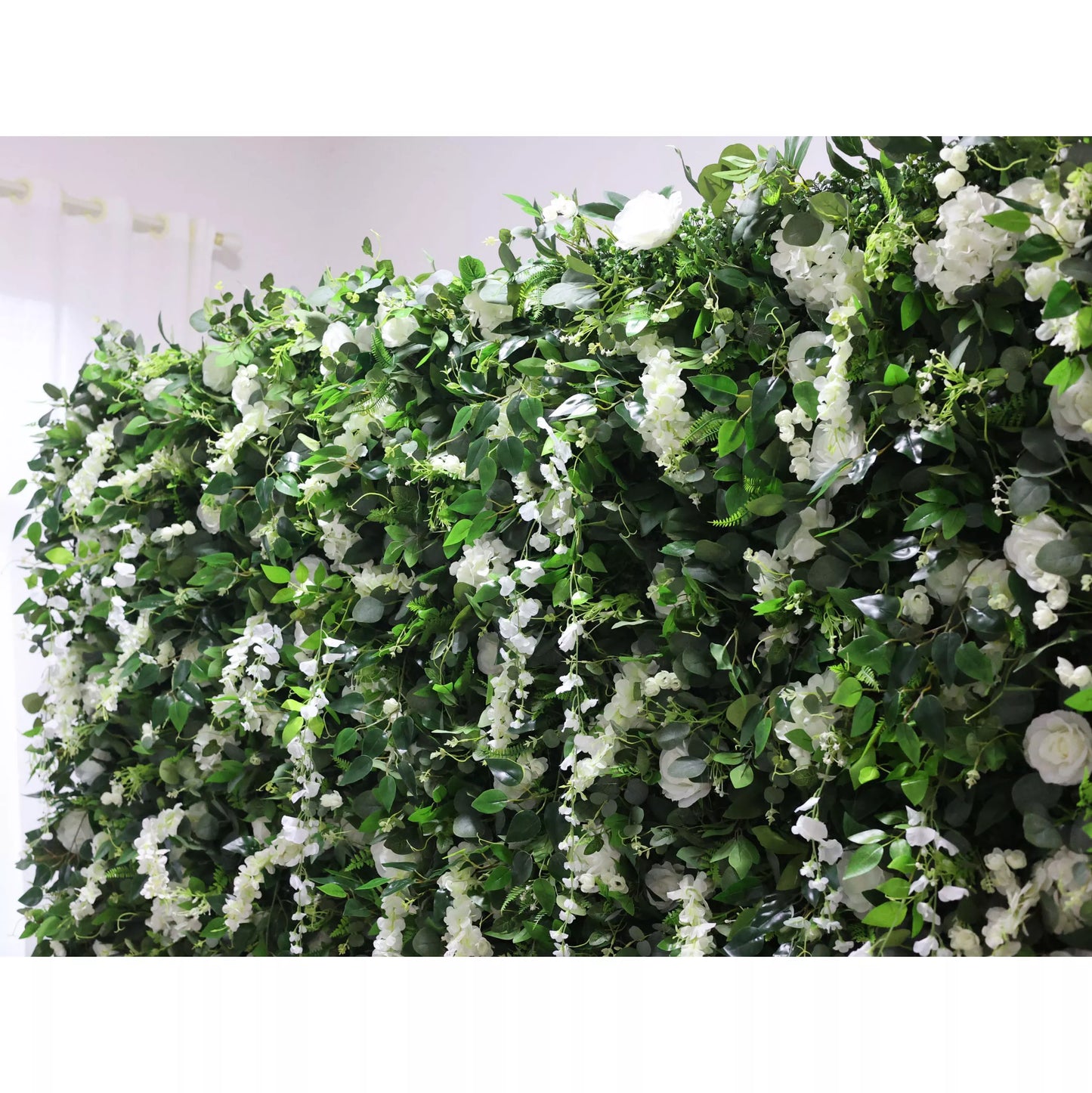 ValarFlowers white artificial flower wall backdrop with lush peonies roses and greenery for wedding party photo booth decor