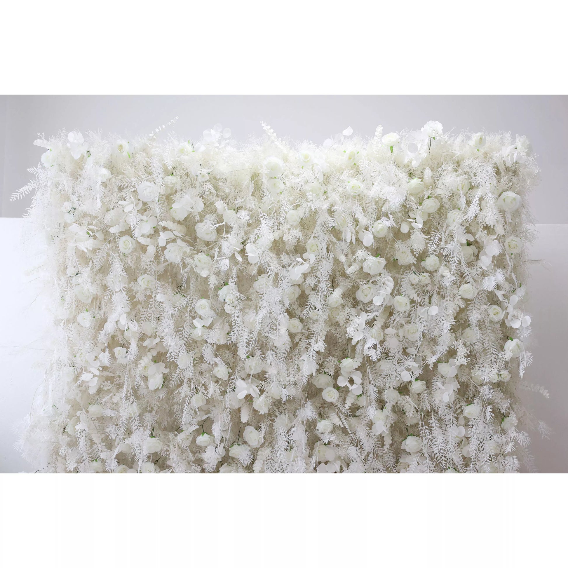 ValarFlowers white artificial flower wall with peonies roses hydrangeas ferns for wedding backdrop ceremony decor