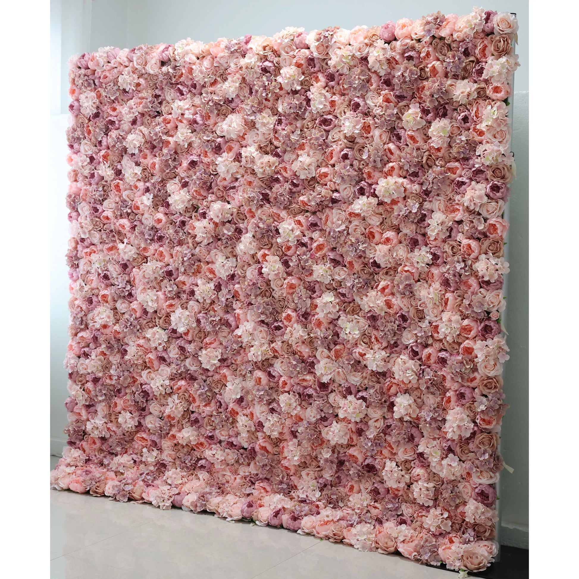 ValarFlowers artificial pink flower wall backdrop with roses peonies hydrangeas for wedding ceremony photo booth event decor