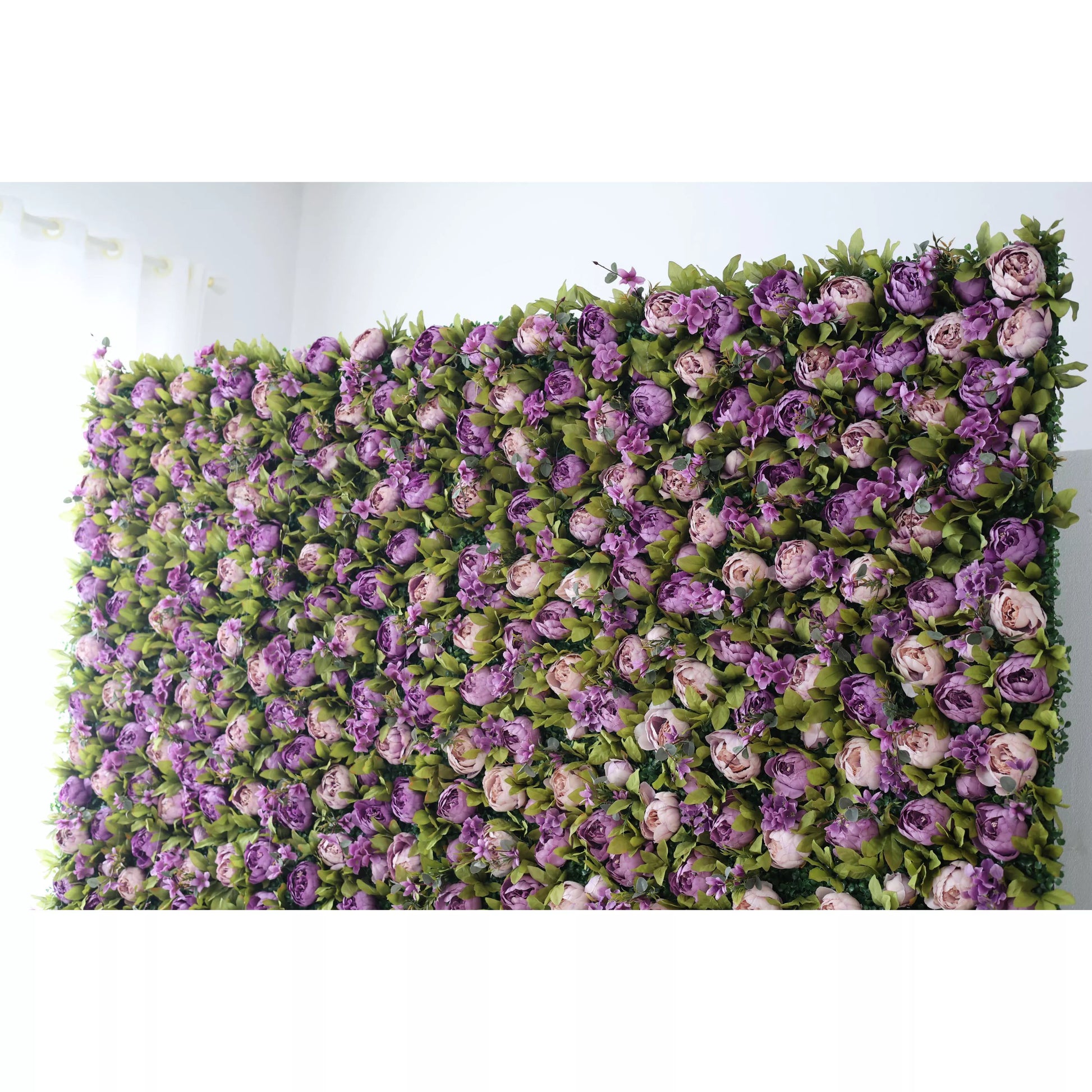ValarFlowers luxury faux flower wall backdrop with lush roses peonies hydrangeas greenery for wedding ceremony photo booth