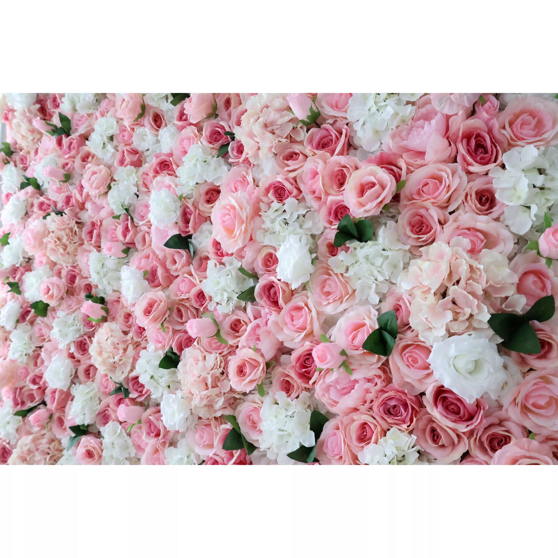 ValarFlowers artificial flower wall backdrop with lush peonies, roses and hydrangeas in blush white - perfect wedding ceremony and event decor