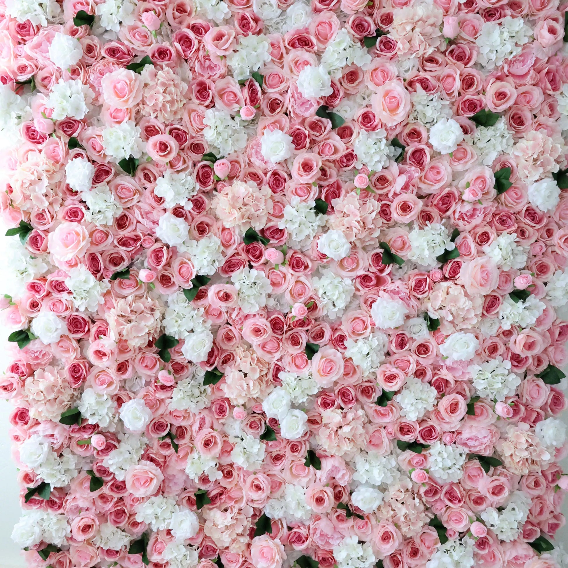 ValarFlowers silk flower wall backdrop with roses peonies hydrangeas in soft pink ivory for wedding party event decor