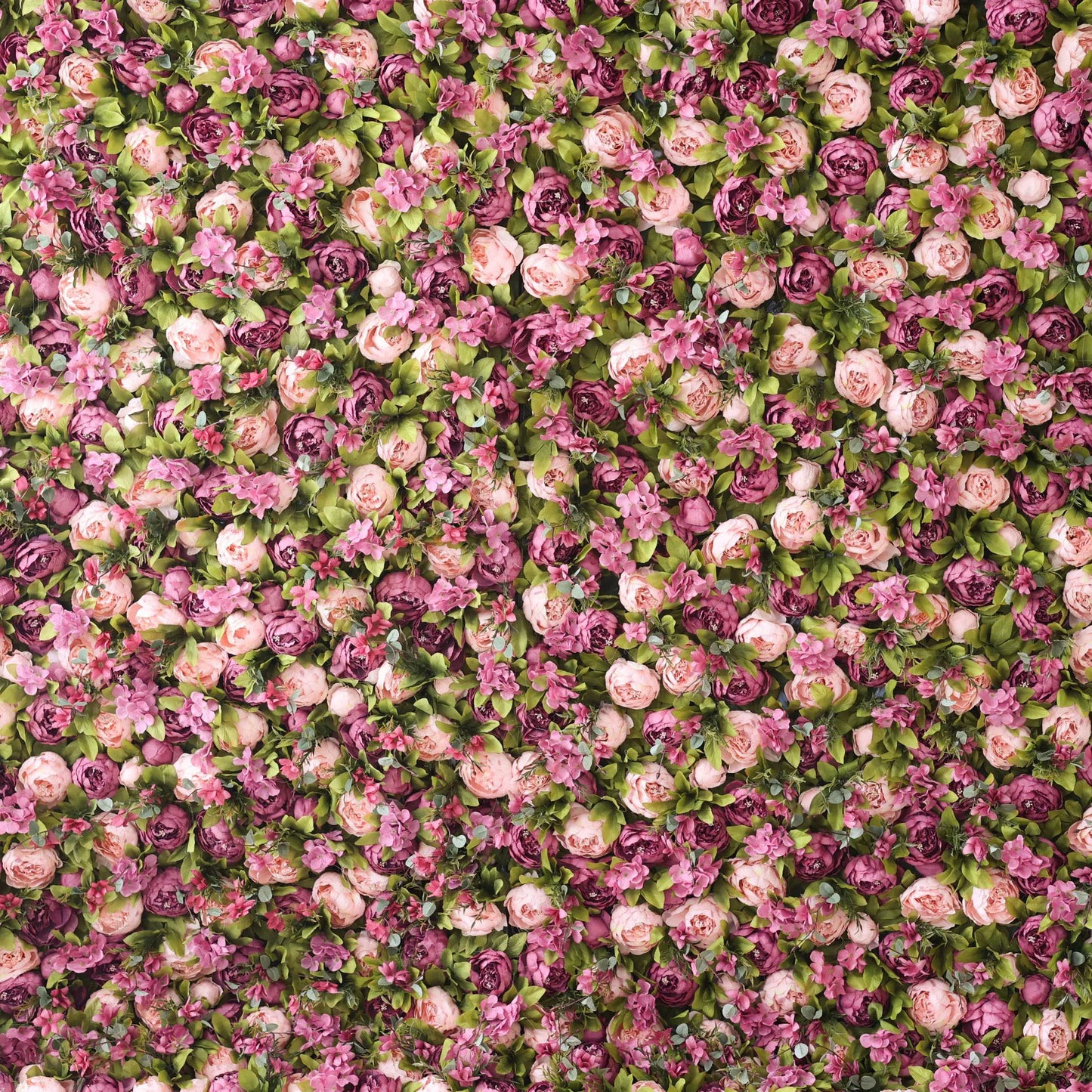 ValarFlowers artificial flower wall backdrop with peonies, roses and orchids in soft pink and lilac with olive greenery - perfect wedding and event decor