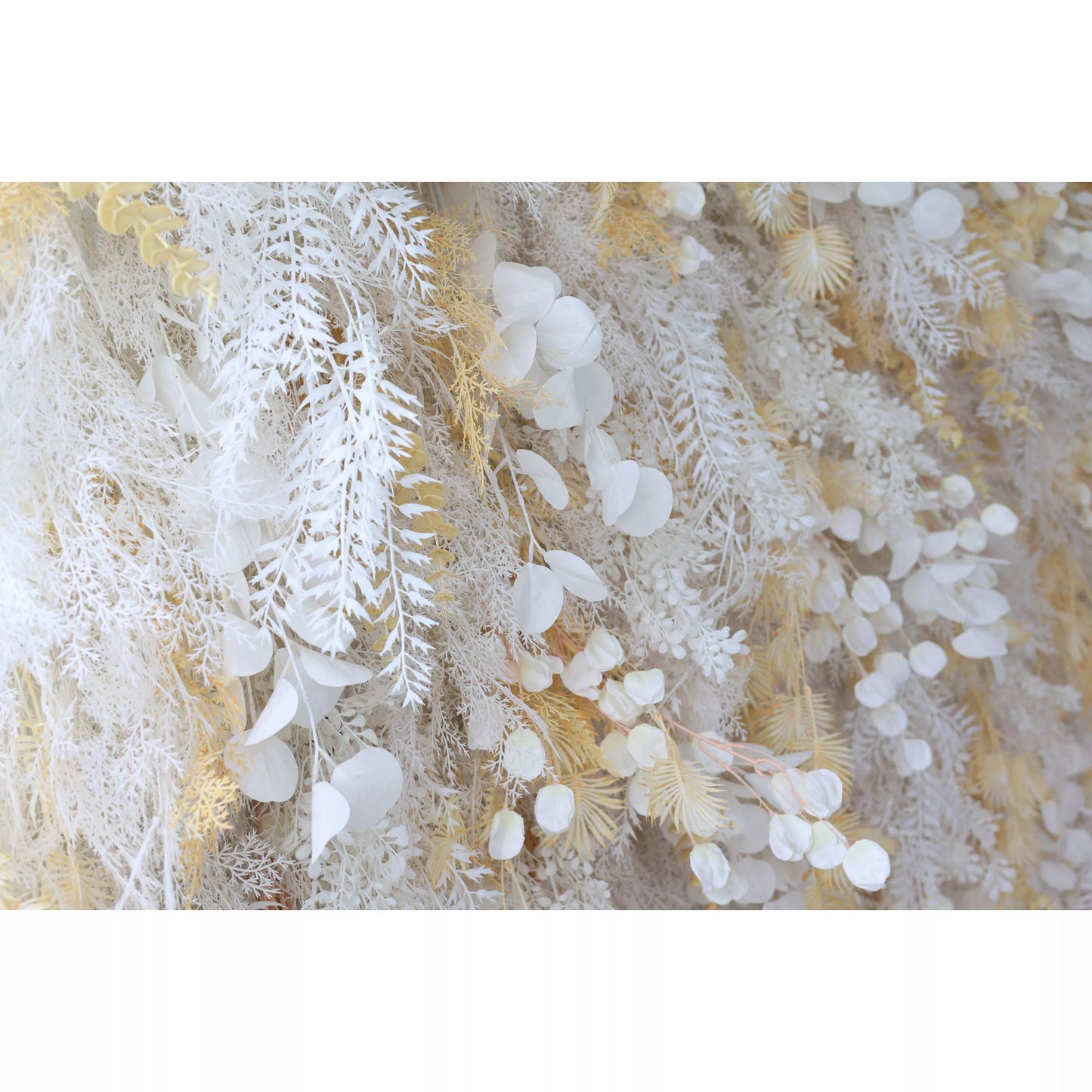 ValarFlowers luxury artificial flower wall backdrop featuring golden roses peonies hydrangeas for wedding ceremony bridal shower party photo booth decor