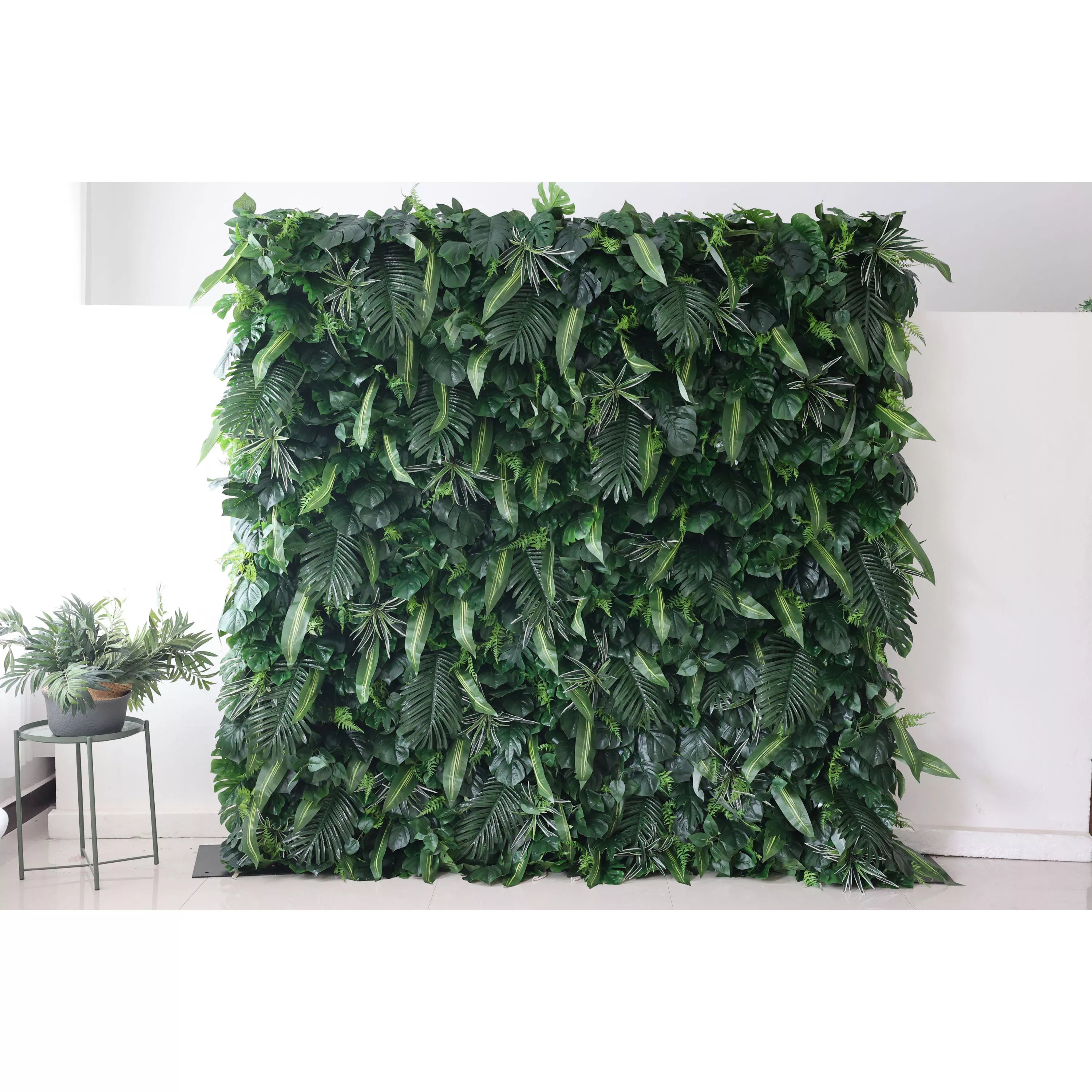 plastic greenery plants Valar Foliage Roll Up Artificial Plant Wall Backdrop: Verdant Rainfore – ValarFlowers