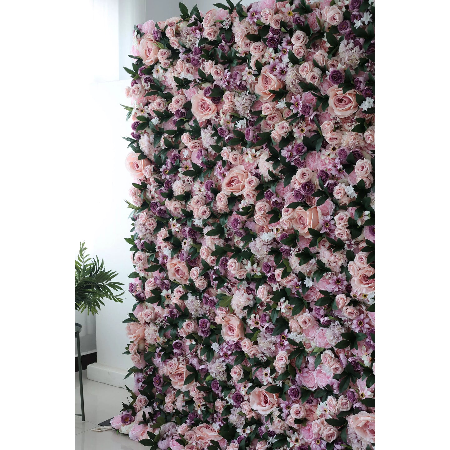ValarFlowers faux flower wall with roses peonies hydrangeas in pink ivory blush - luxury wedding backdrop, party decor, photo booth
