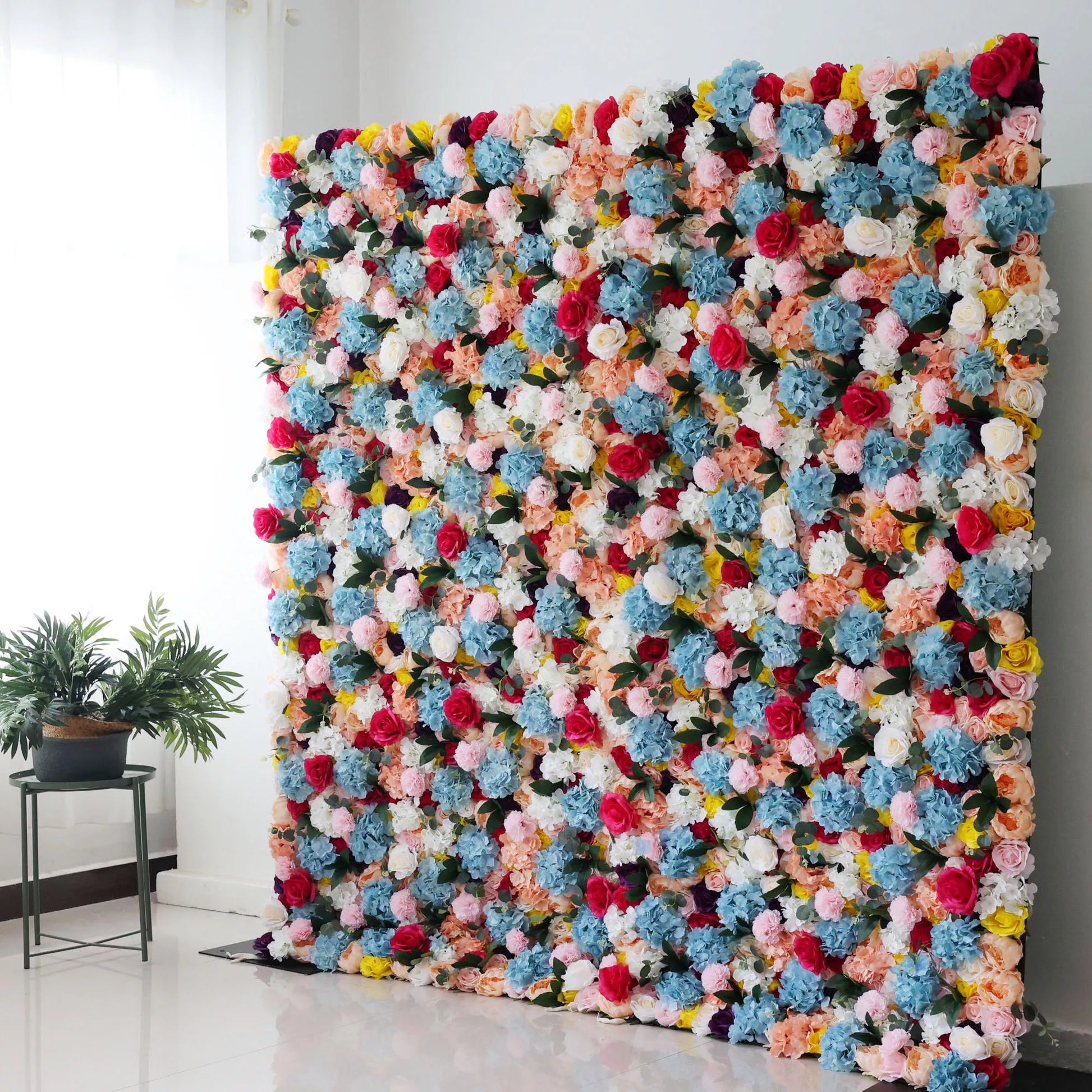 ValarFlowers Backdrop: Embrace the Blooming Spectrum. A tapestry teeming with radiant roses, dainty daisies, and hues of happiness. Illuminate events with nature's colorful canvas.