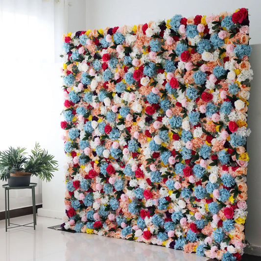 ValarFlowers Backdrop: Embrace the Blooming Spectrum. A tapestry teeming with radiant roses, dainty daisies, and hues of happiness. Illuminate events with nature's colorful canvas.