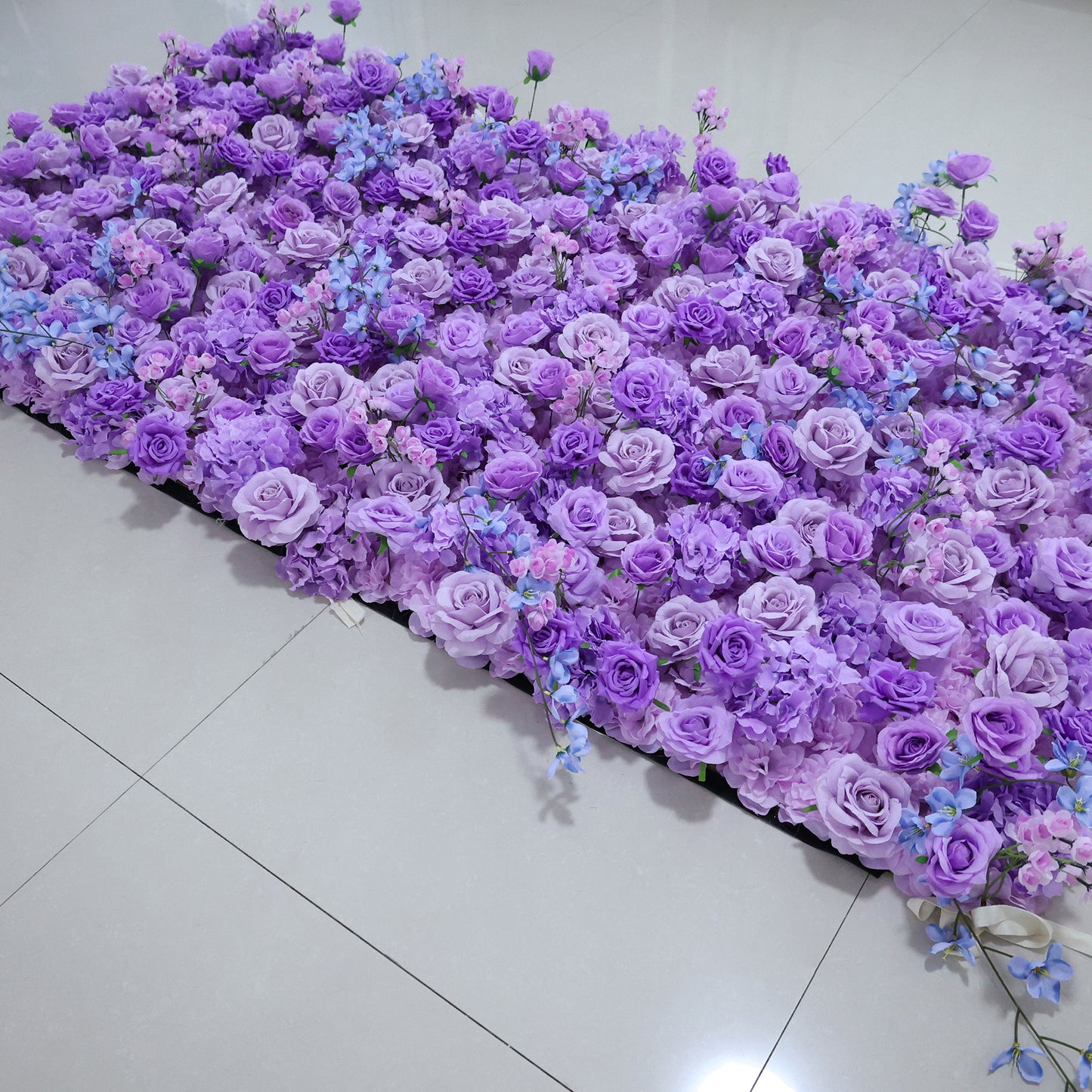 ValarFlowers Purple & Blue artificial flower wall with lush roses, peonies, hydrangeas-luxury wedding backdrop, photo booth, event decor