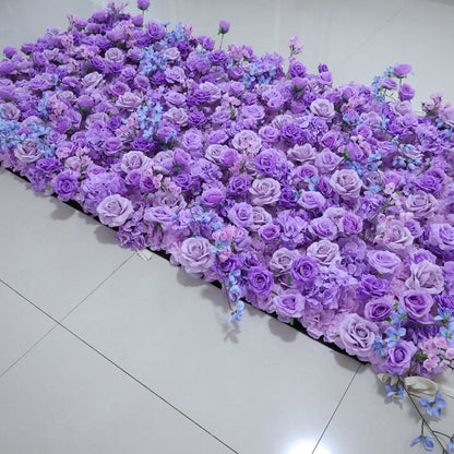 ValarFlowers Purple & Blue artificial flower wall with lush roses, peonies, hydrangeas-luxury wedding backdrop, photo booth, event decor