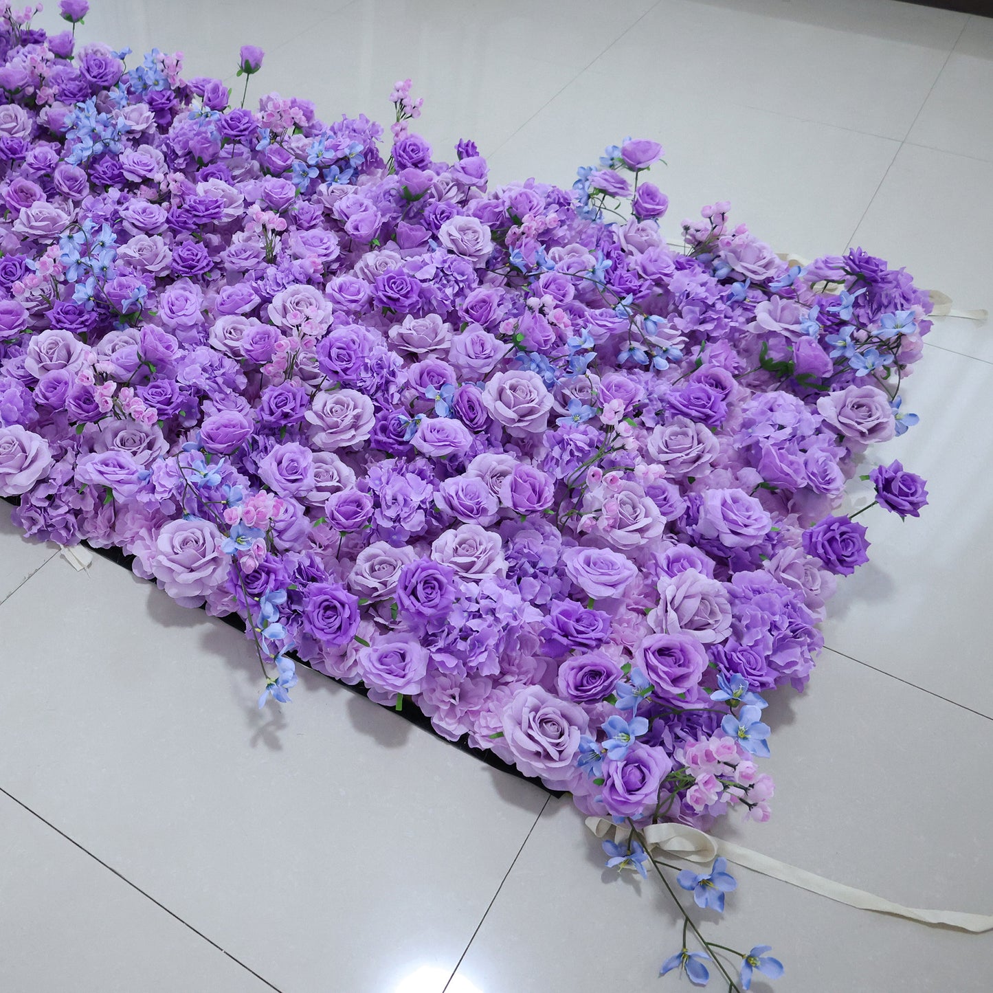 ValarFlowers Purple & Blue silk flower wall with peonies, roses, hydrangeas for wedding backdrop and party decor