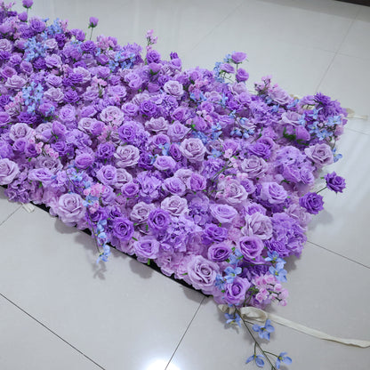 ValarFlowers Purple & Blue silk flower wall with peonies, roses, hydrangeas for wedding backdrop and party decor
