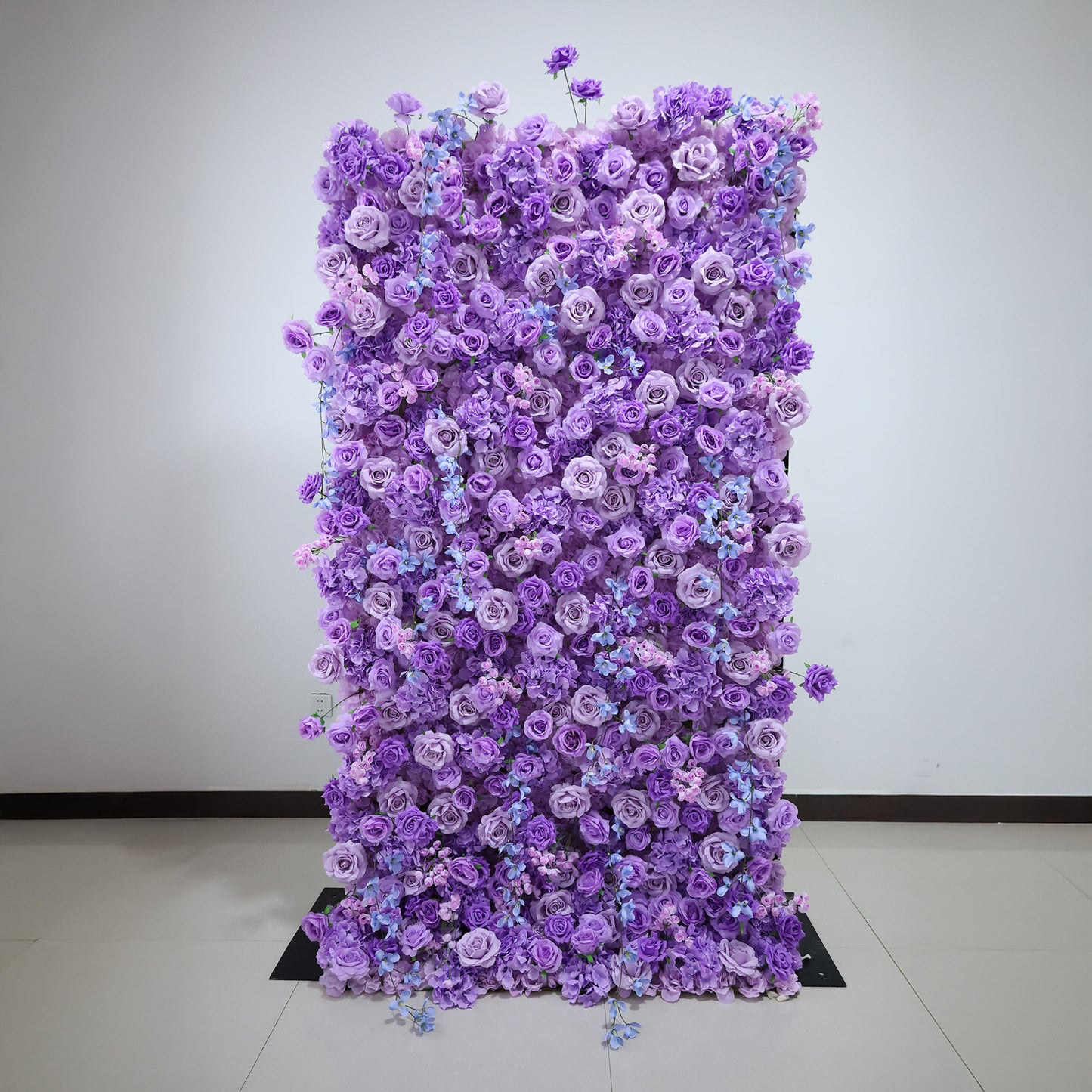 ValarFlowers purple blue artificial flower wall backdrop with dense roses peonies hydrangeas for wedding party photo booth event decor