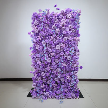 ValarFlowers purple blue artificial flower wall backdrop with dense roses peonies hydrangeas for wedding party photo booth event decor
