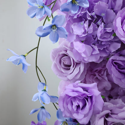 ValarFlowers Purple & Blue artificial flower wall with lush roses, peonies & hydrangeas for wedding backdrop or event decor