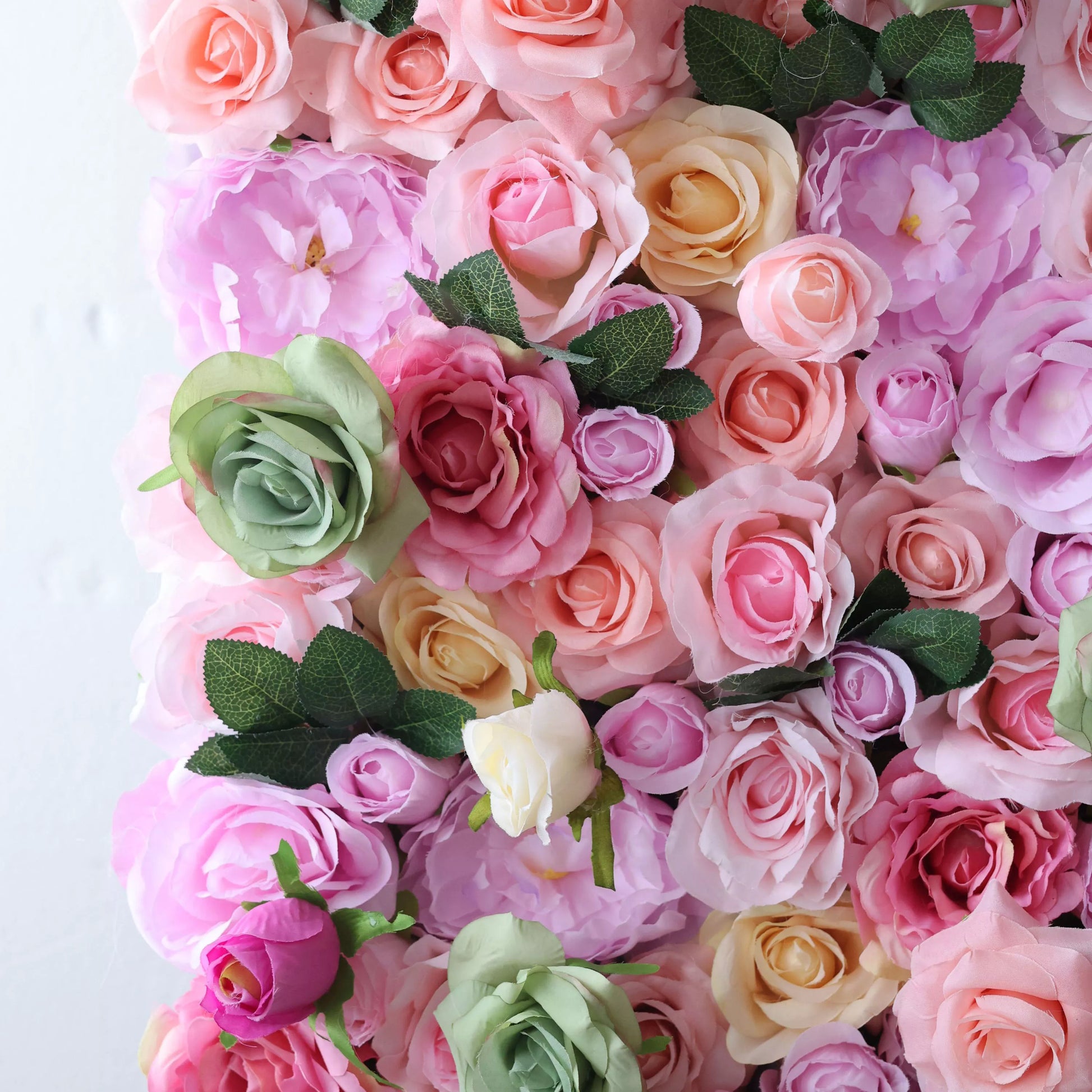 ValarFlowers luxury artificial flower wall backdrop with soft pink roses peonies hydrangeas and lush greenery for wedding party photo booth decor