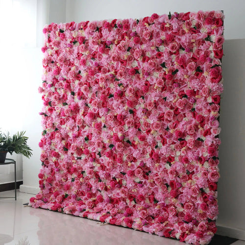 ValarFlowers artificial rose peony hydrangea flower wall backdrop in pink ivory for wedding ceremony reception party photo booth decor