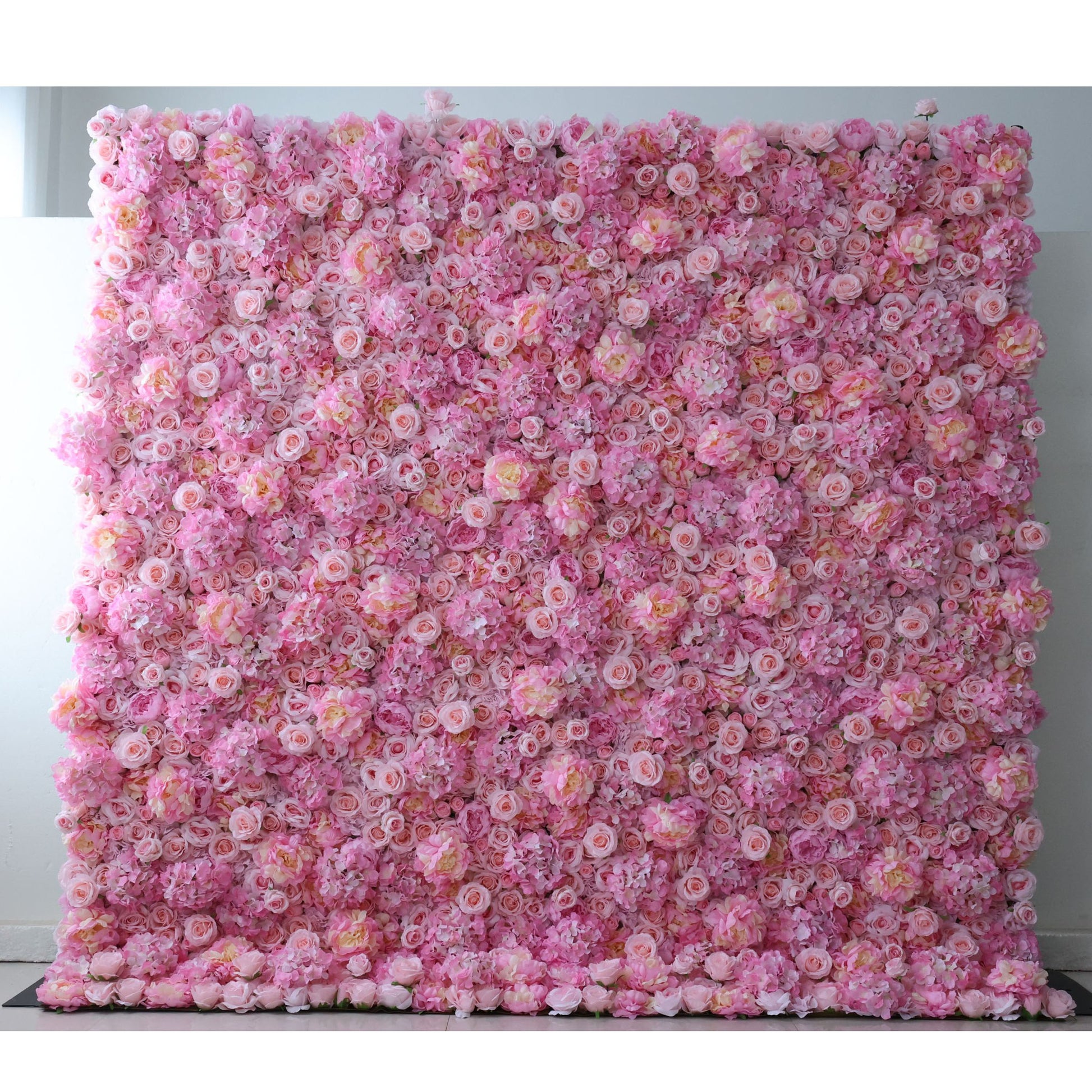 ValarFlowers faux flower wall backdrop with roses peonies hydrangeas, lush greenery panel for wedding party photo booth venue decoration