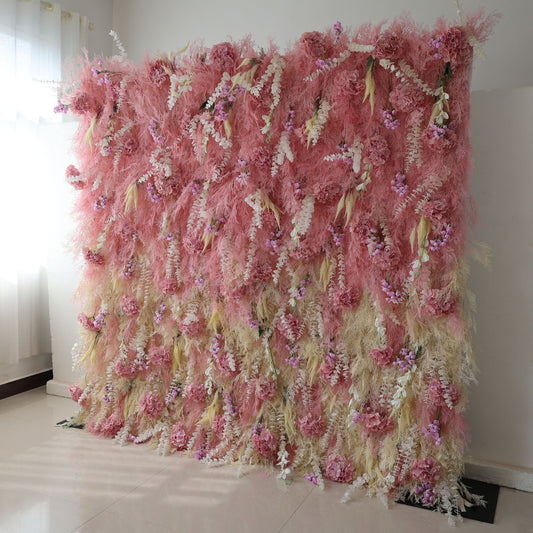 ValarFlowers luxury artificial flower wall backdrop with lush roses peonies hydrangeas for wedding party event photography decor