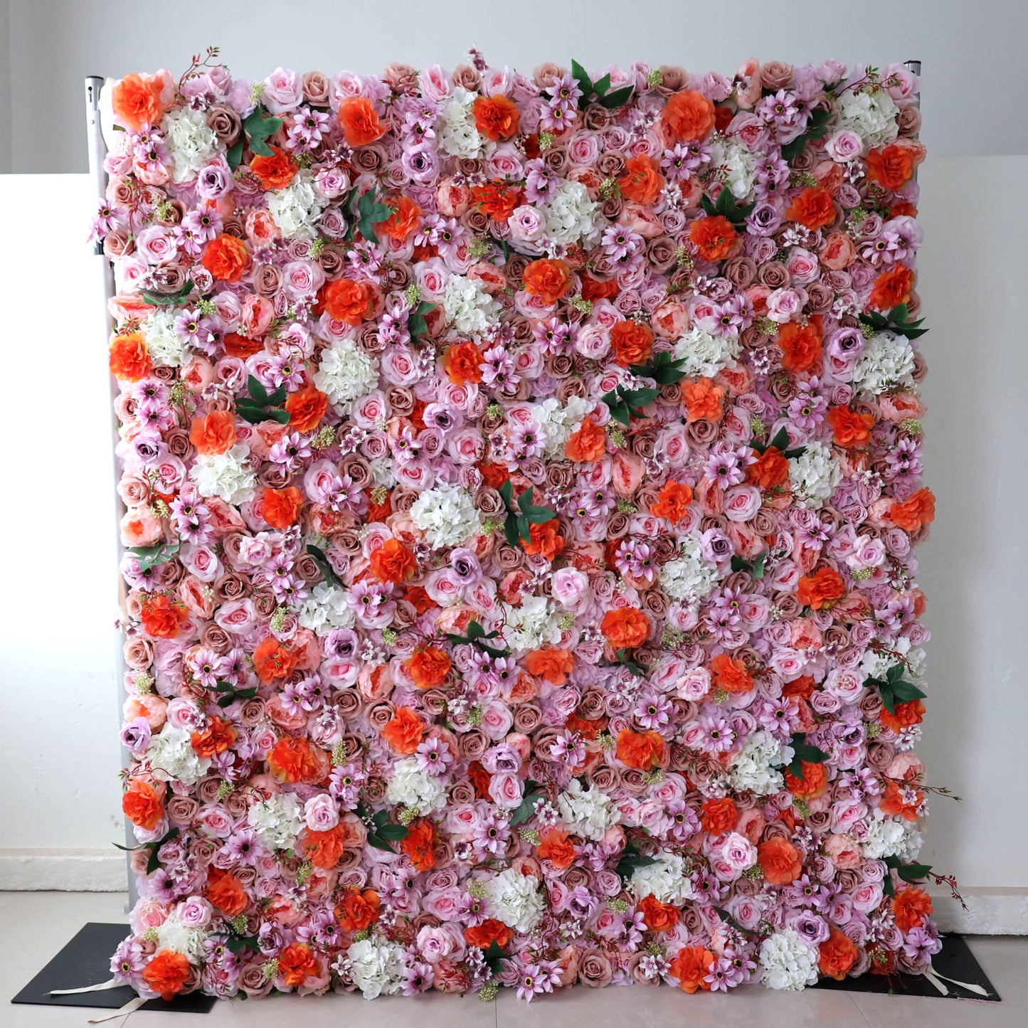 ValarFlowers luxury artificial flower wall backdrop with lush roses peonies hydrangeas greenery in romantic pink ivory for wedding party photo booth event decor