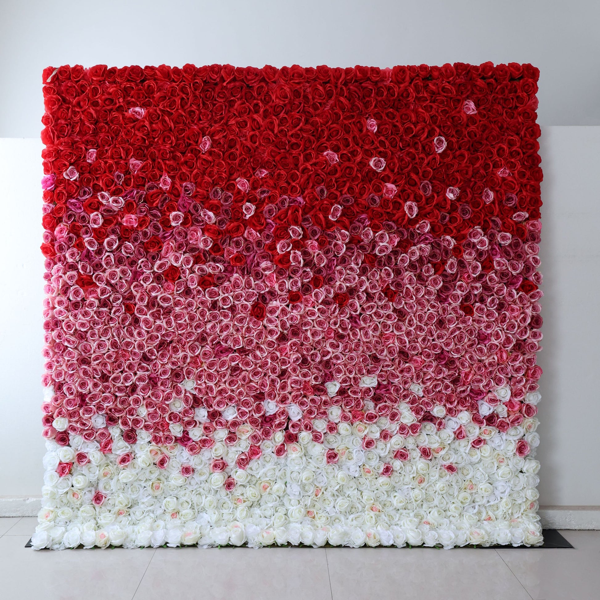 ValarFlowers elegant red to white gradient artificial flower wall with roses peonies hydrangeas perfect for wedding backdrop party photography decor