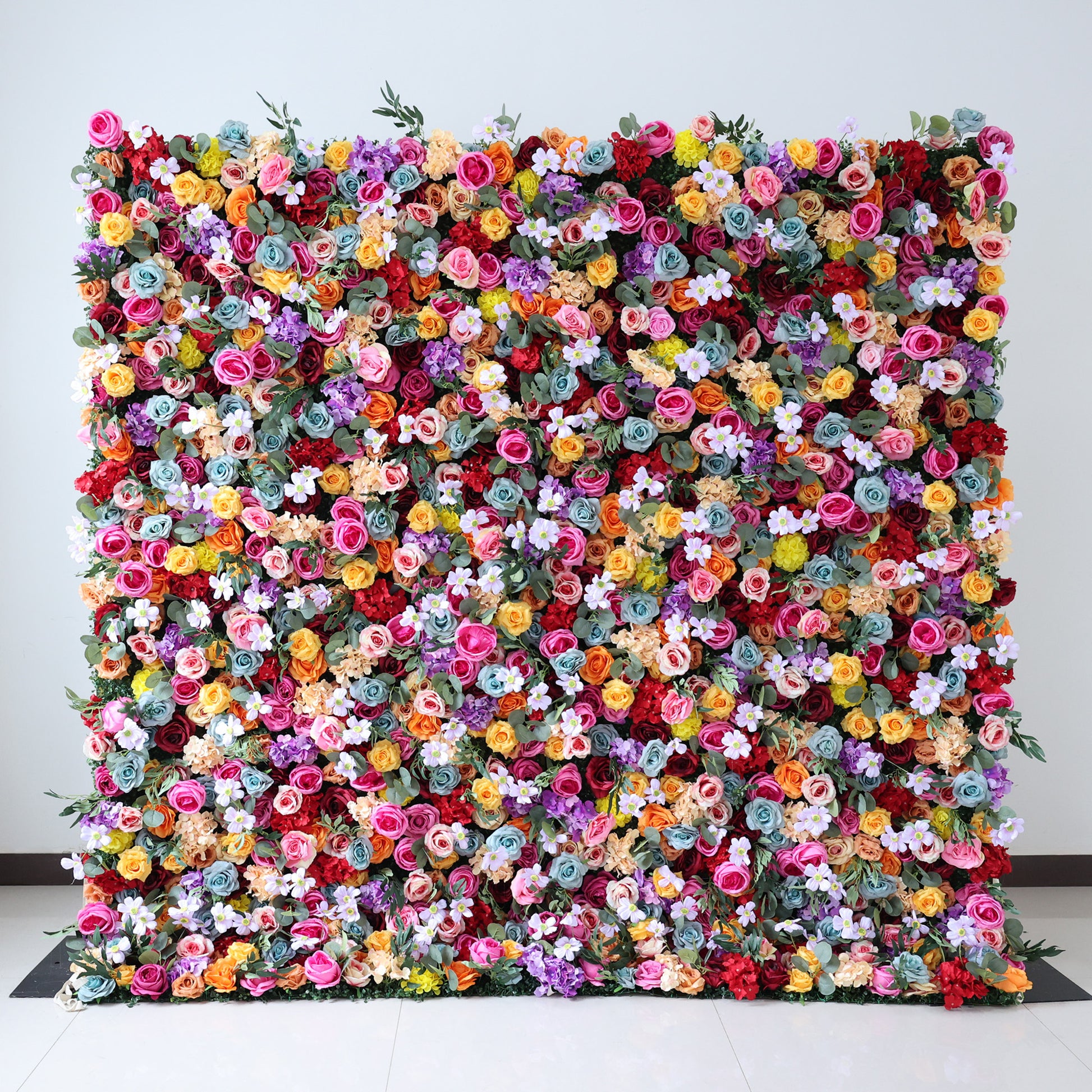 ValarFlowers rainbow artificial flower wall with roses peonies hydrangeas for wedding backdrop party photo booth decor lush faux floral panel