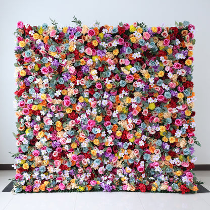 ValarFlowers rainbow artificial flower wall with roses peonies hydrangeas for wedding backdrop party photo booth decor lush faux floral panel