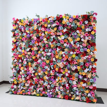ValarFlowers luxury faux floral wall panel with vibrant roses peonies hydrangeas for wedding backdrop party photo booth event decoration