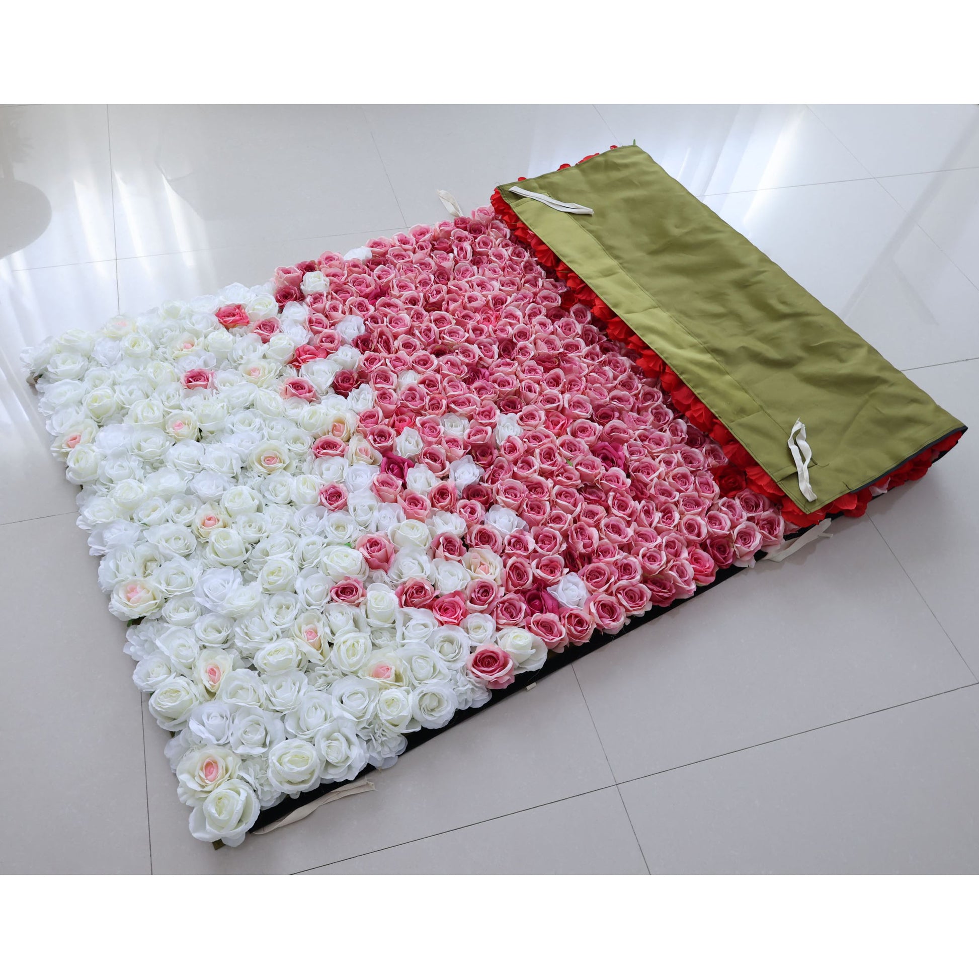 ValarFlowers red to white gradient artificial rose and peony flower wall backdrop for wedding, party, photo booth decor