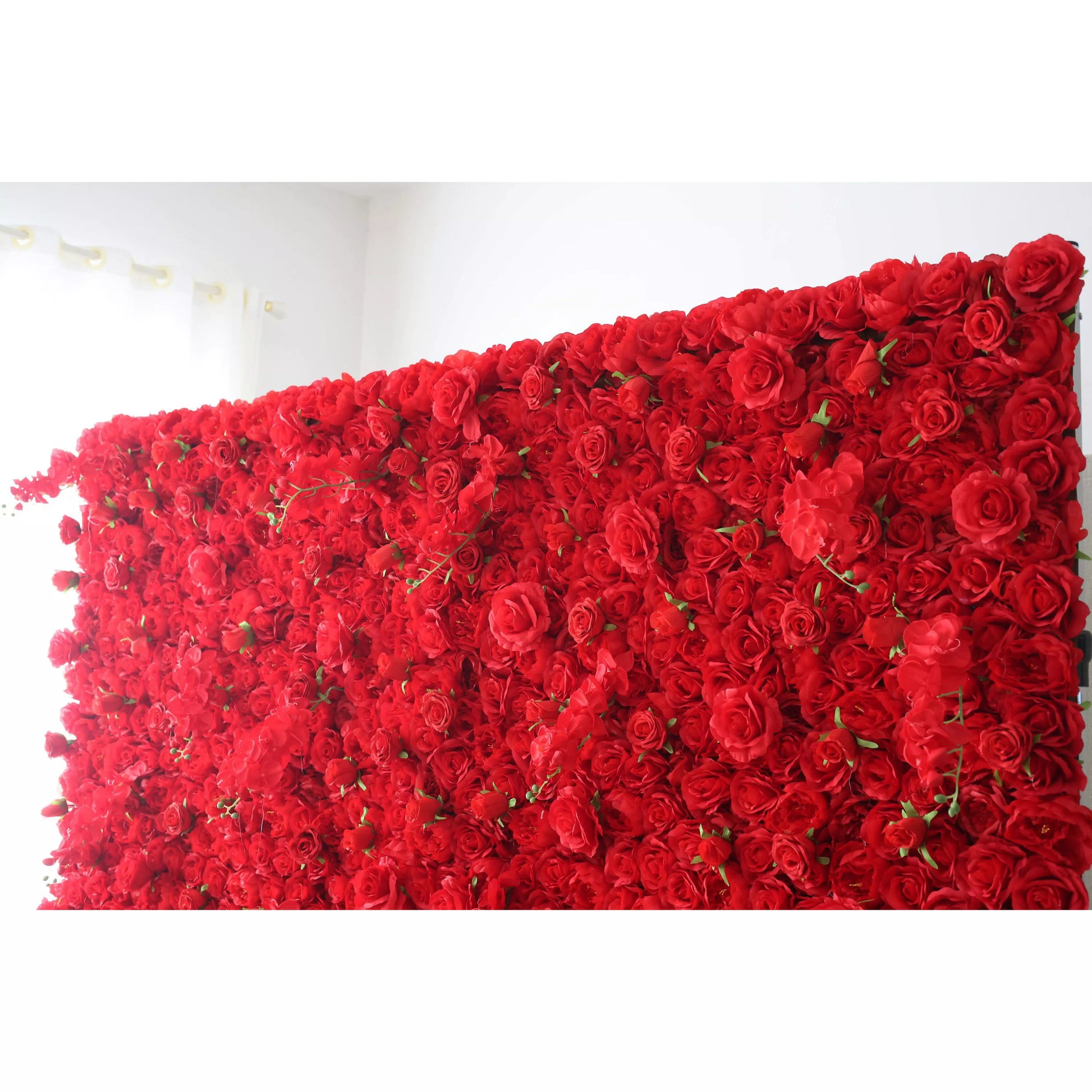 ValarFlowers vivid red artificial flower wall backdrop with roses peonies for wedding event decor photography
