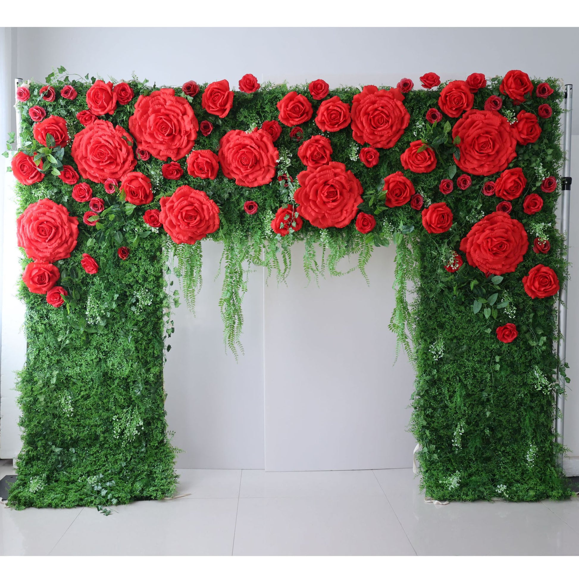 ValarFlowers artificial flower wall backdrop with lush pink roses peonies hydrangeas, faux silk floral panel for wedding photo booth event decor