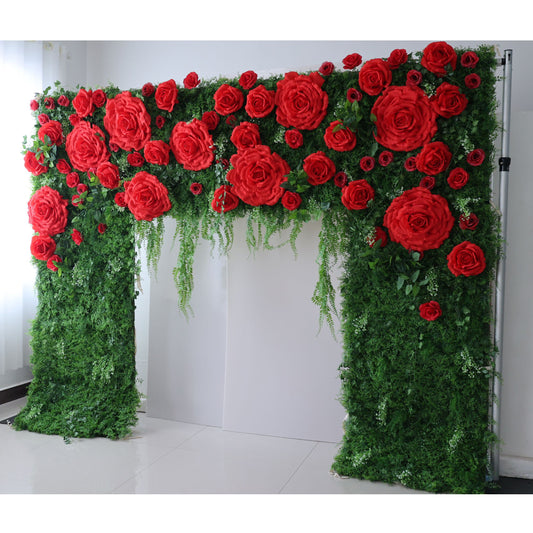 ValarFlowers artificial flower wall backdrop with lush roses peonies hydrangeas in soft pink ivory for wedding ceremony photo booth decor