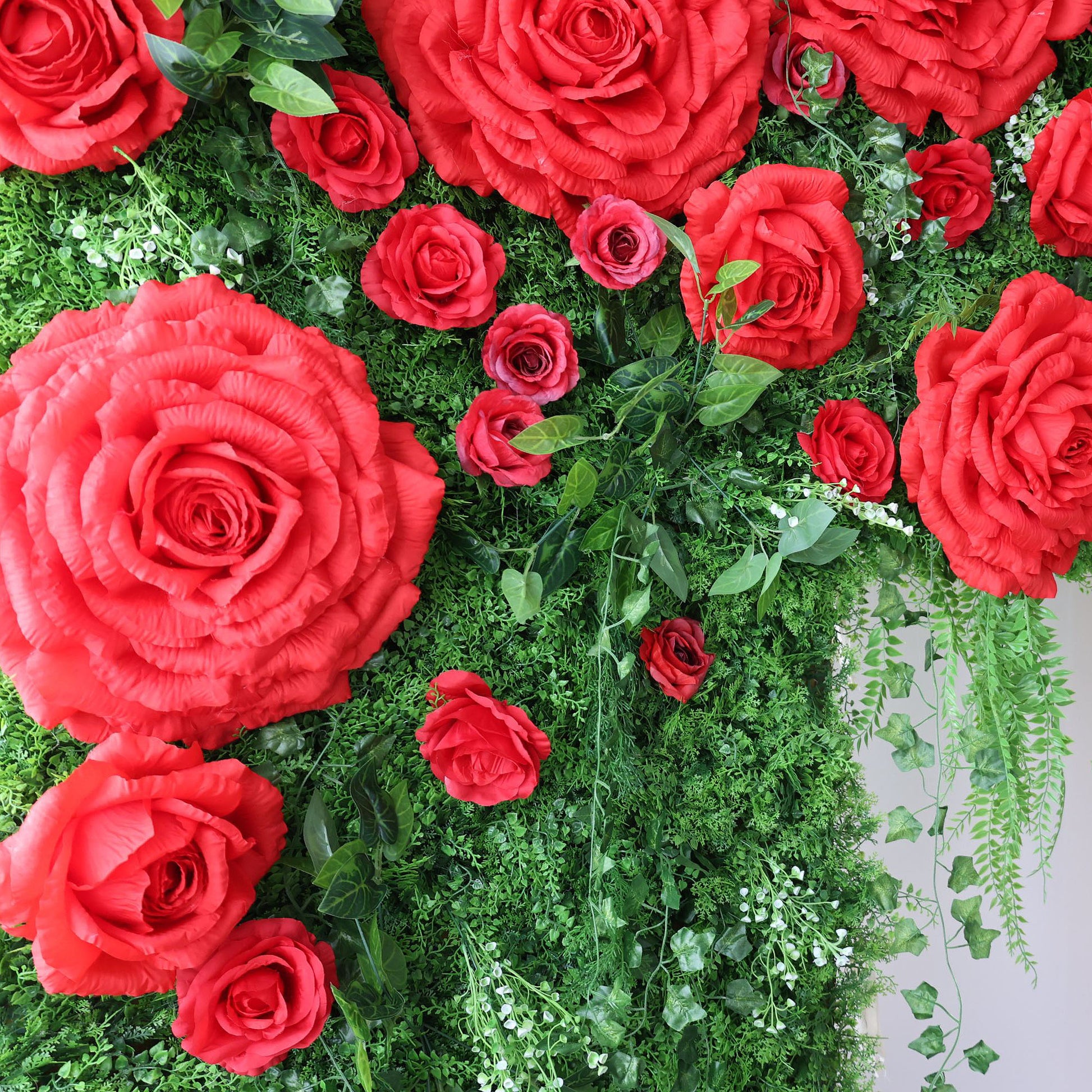 ValarFlowers luxury artificial flower wall backdrop with lush roses, peonies, hydrangeas and greenery for wedding, party, photo booth decor