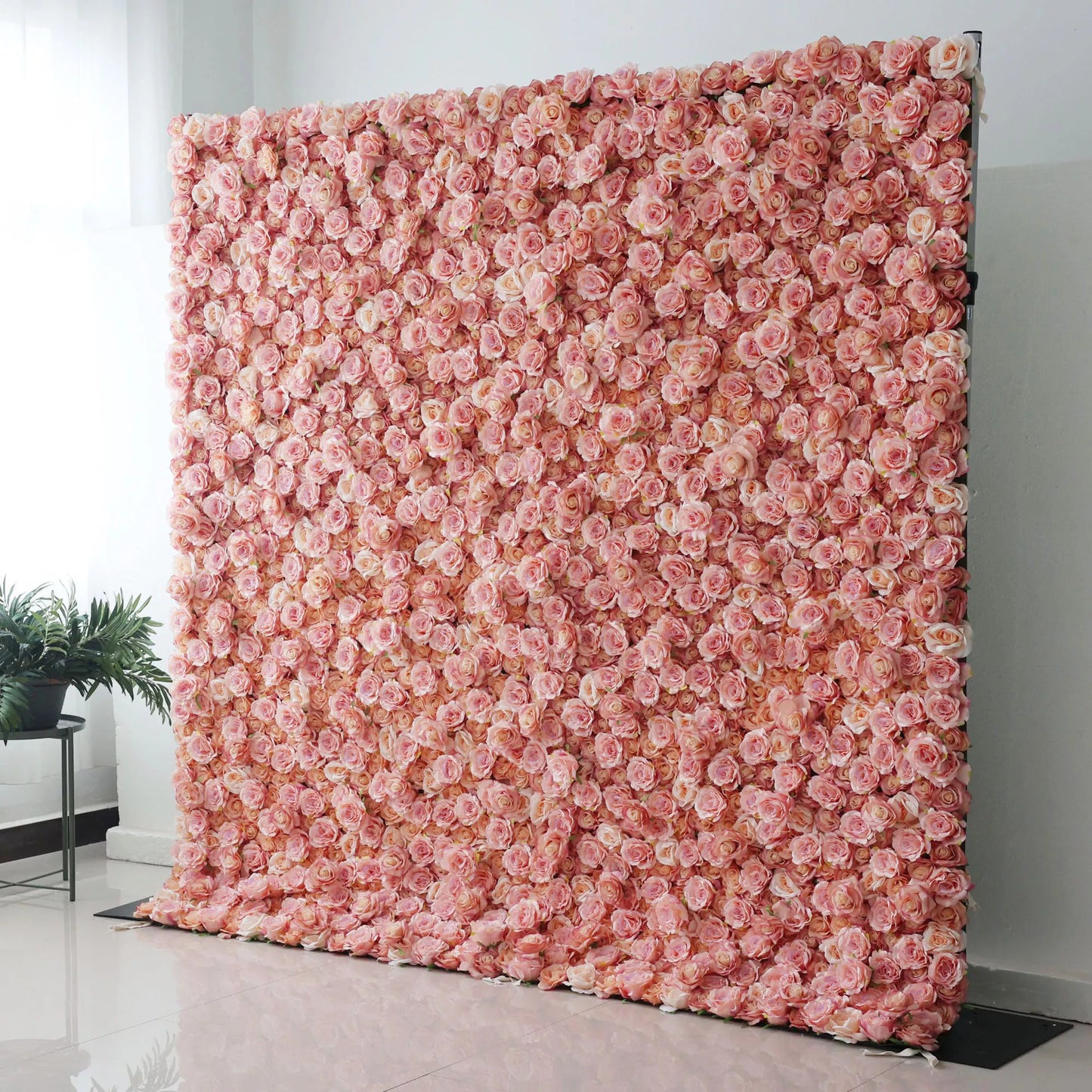 ValarFlowers Turkish Rose Oriental Pink artificial flower wall backdrop for wedding, party, event decor - luxury silk floral panel