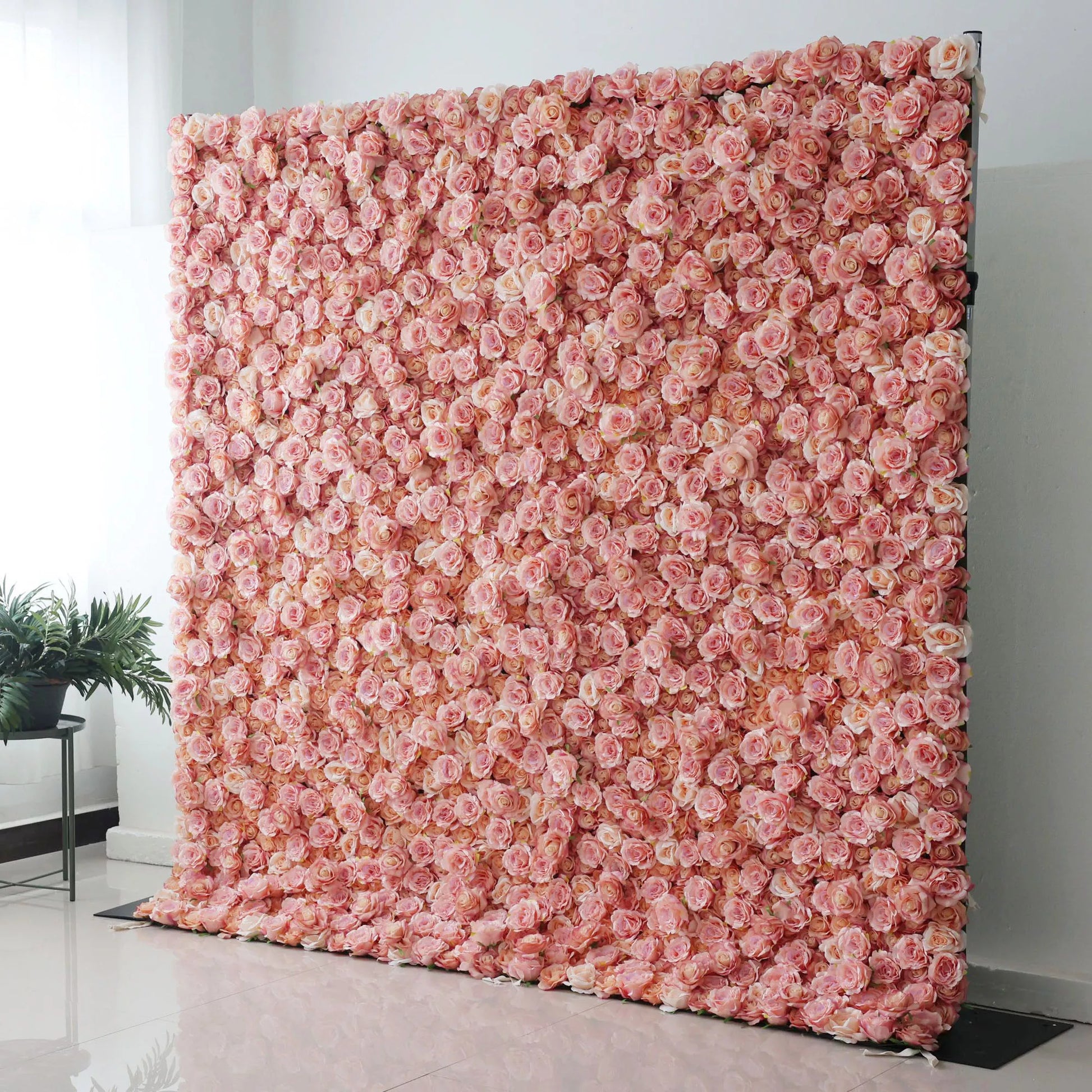 ValarFlowers Turkish Rose Oriental Pink artificial flower wall backdrop for wedding, party, event decor - luxury silk floral panel