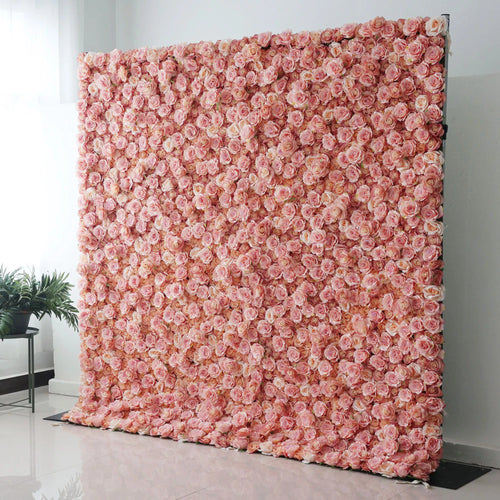 ValarFlowers Turkish Rose Oriental Pink artificial flower wall backdrop for wedding, party, event decor - luxury silk floral panel