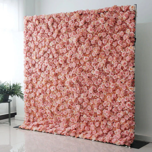 ValarFlowers Turkish Rose Oriental Pink artificial flower wall backdrop for wedding, party, event decor - luxury silk floral panel