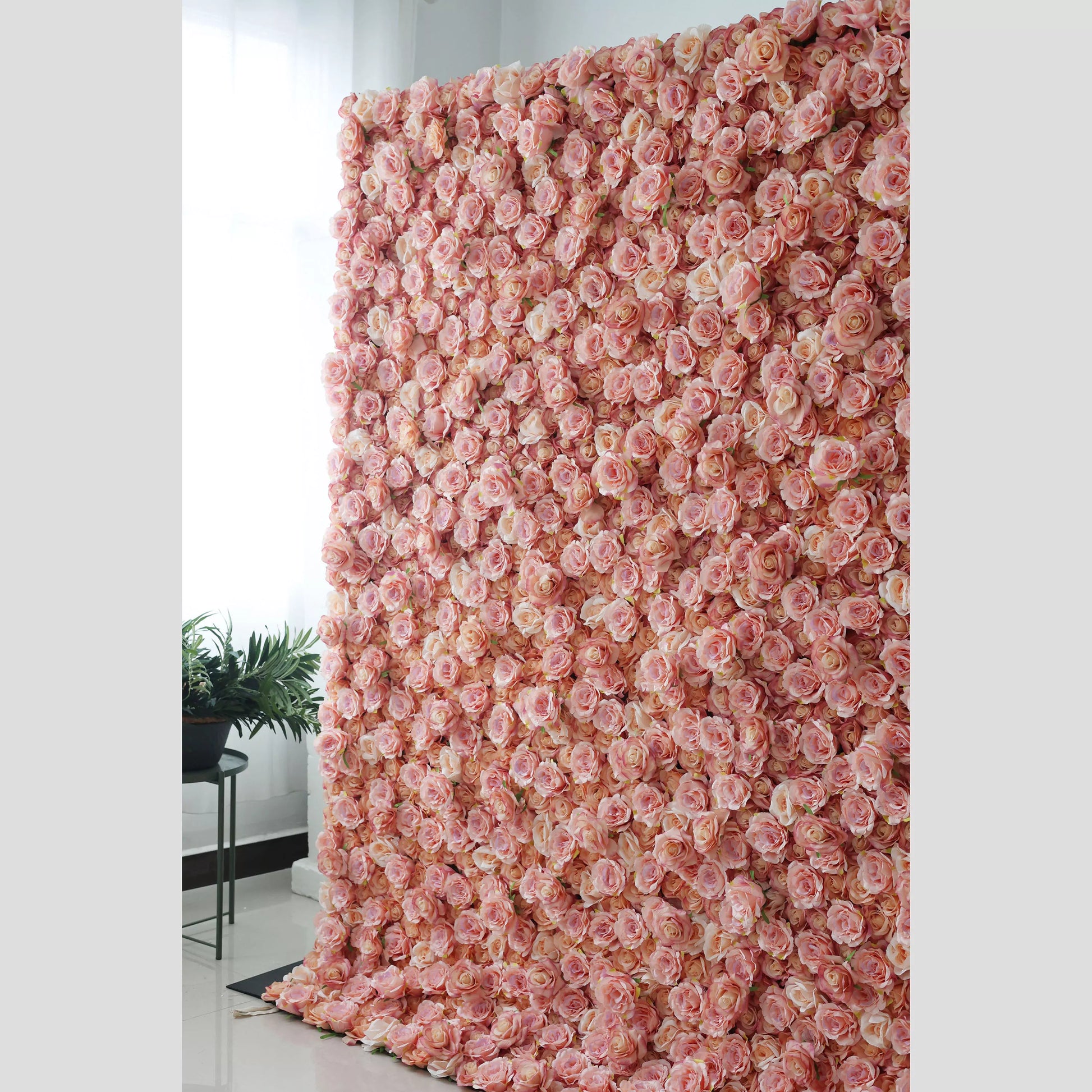 ValarFlowers artificial flower wall backdrop with Turkish Rose and Oriental Pink roses, peonies and hydrangeas - luxury wedding event decor